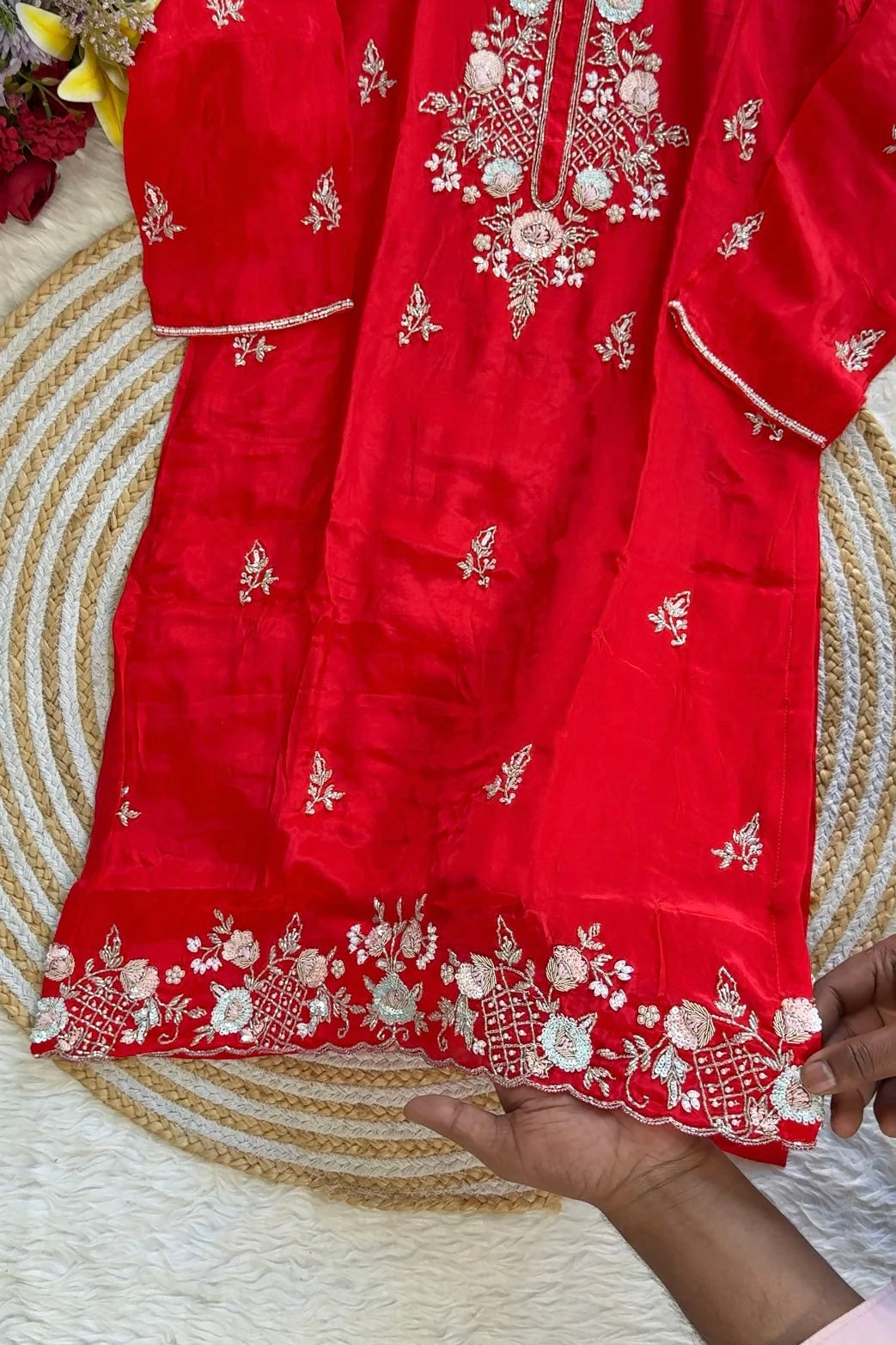 “CASANO” Premium chinnon heavy handwork sharara set