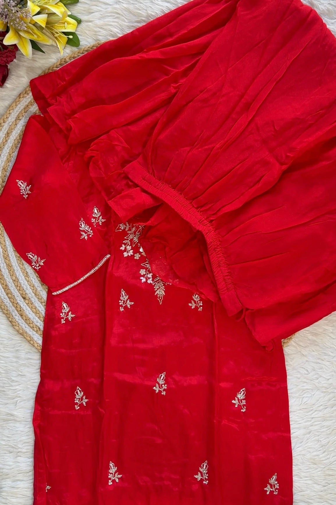 “CASANO” Premium chinnon heavy handwork sharara set
