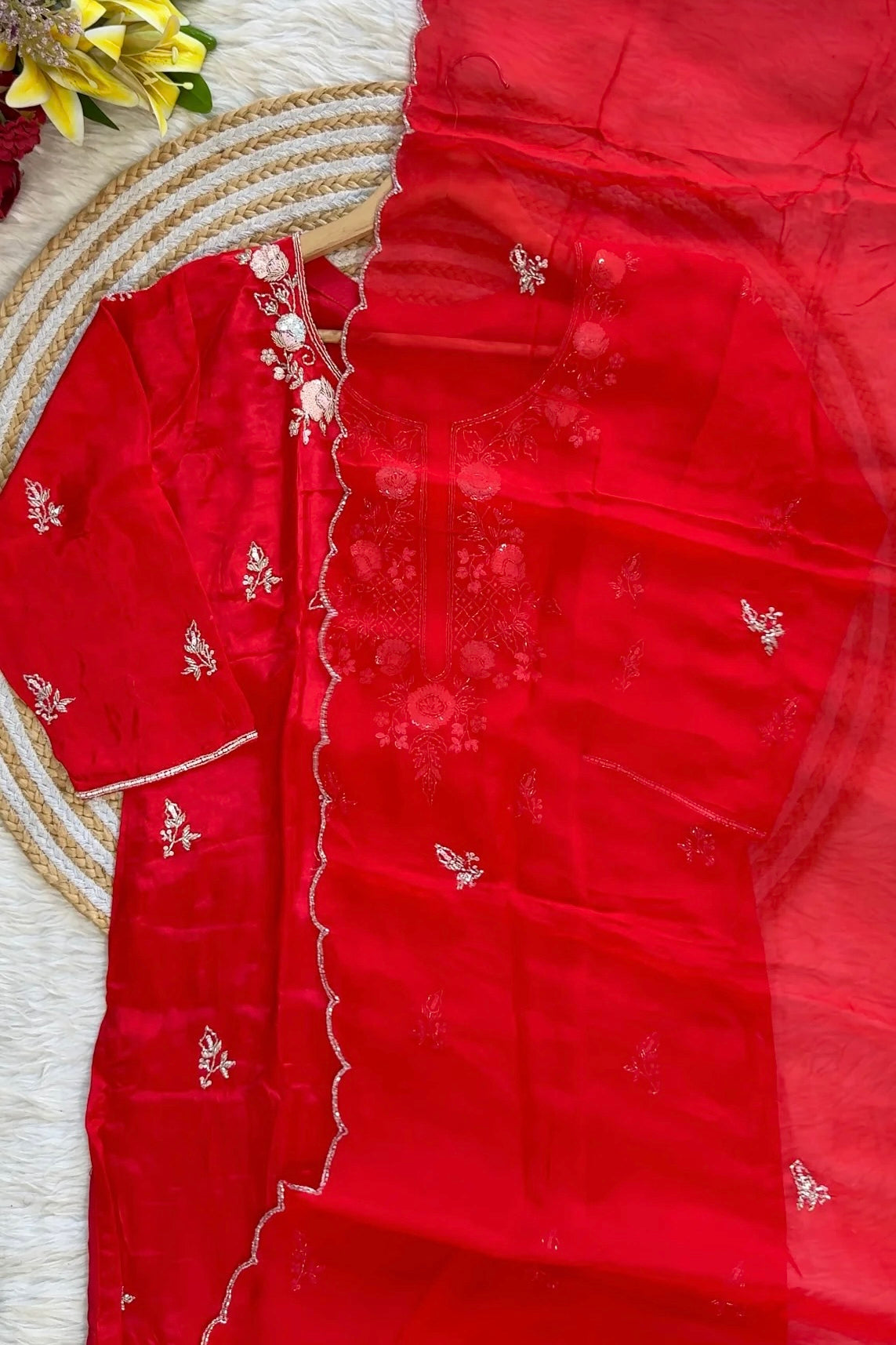 “CASANO” Premium chinnon heavy handwork sharara set