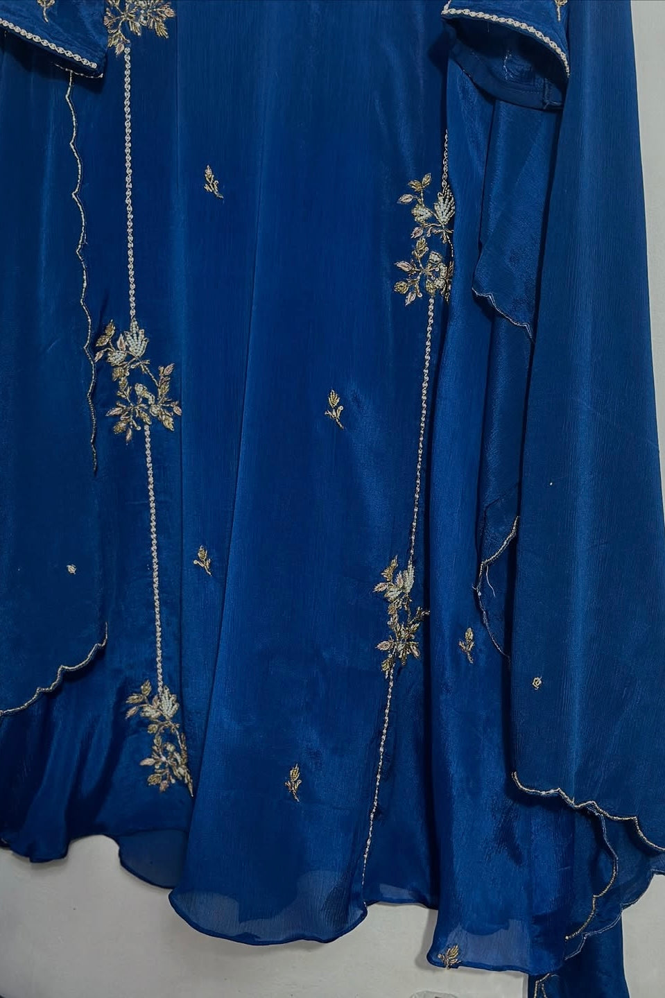 “Noor” Introducing Royal Blue & Hot Pink Heavy Handwork Chinnon A Line Suit