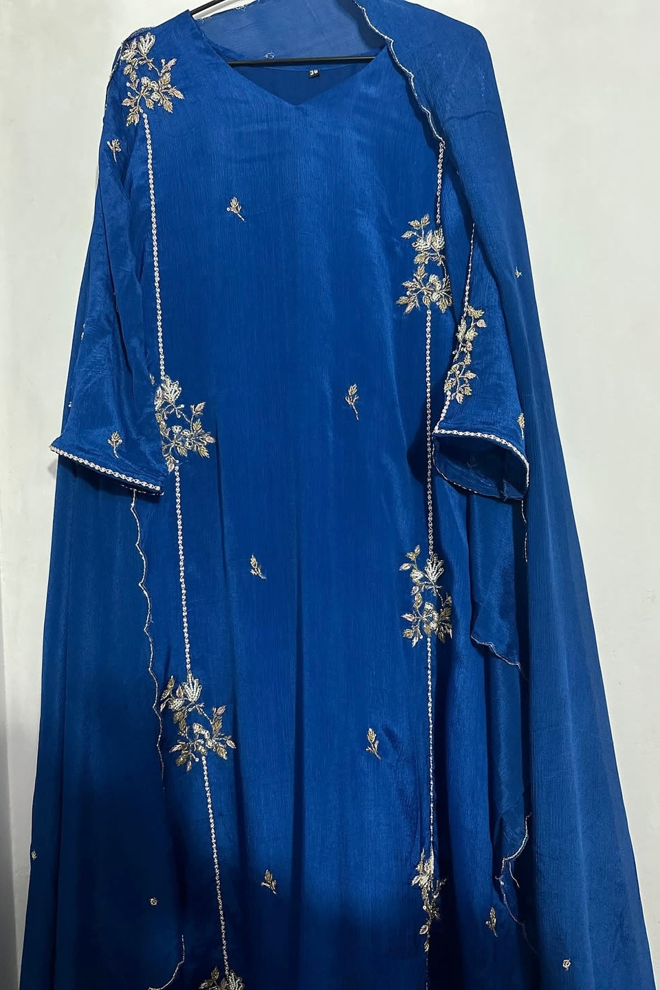 “Noor” Introducing Royal Blue & Hot Pink Heavy Handwork Chinnon A Line Suit