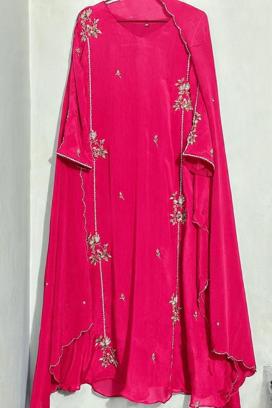“Noor” Introducing Royal Blue & Hot Pink Heavy Handwork Chinnon A Line Suit