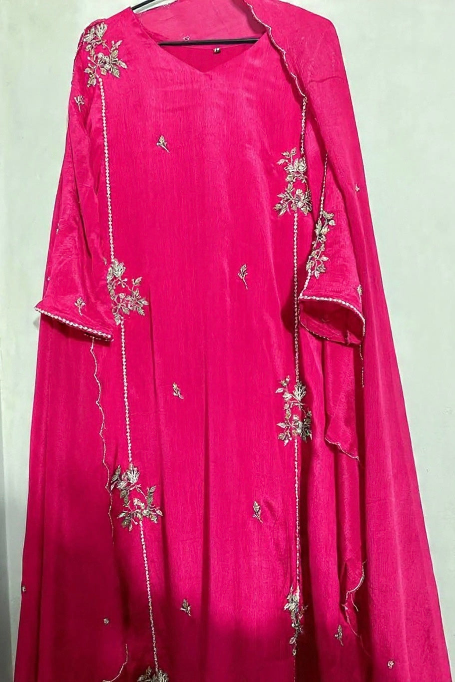“Noor” Introducing Royal Blue & Hot Pink Heavy Handwork Chinnon A Line Suit