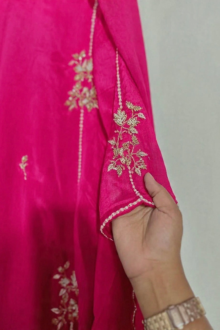 “Noor” Introducing Royal Blue & Hot Pink Heavy Handwork Chinnon A Line Suit