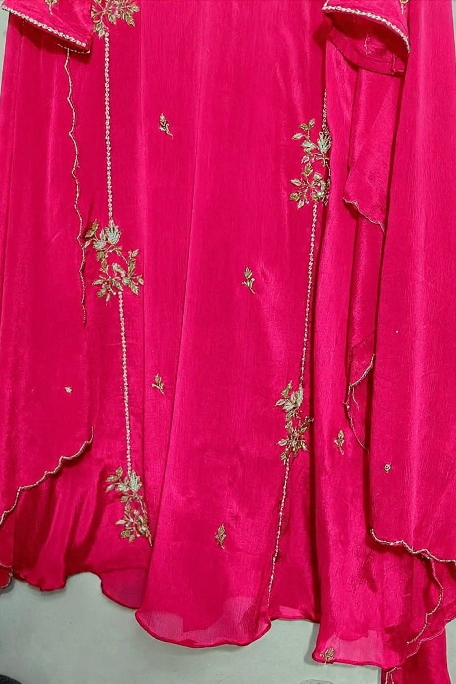 “Noor” Introducing Royal Blue & Hot Pink Heavy Handwork Chinnon A Line Suit