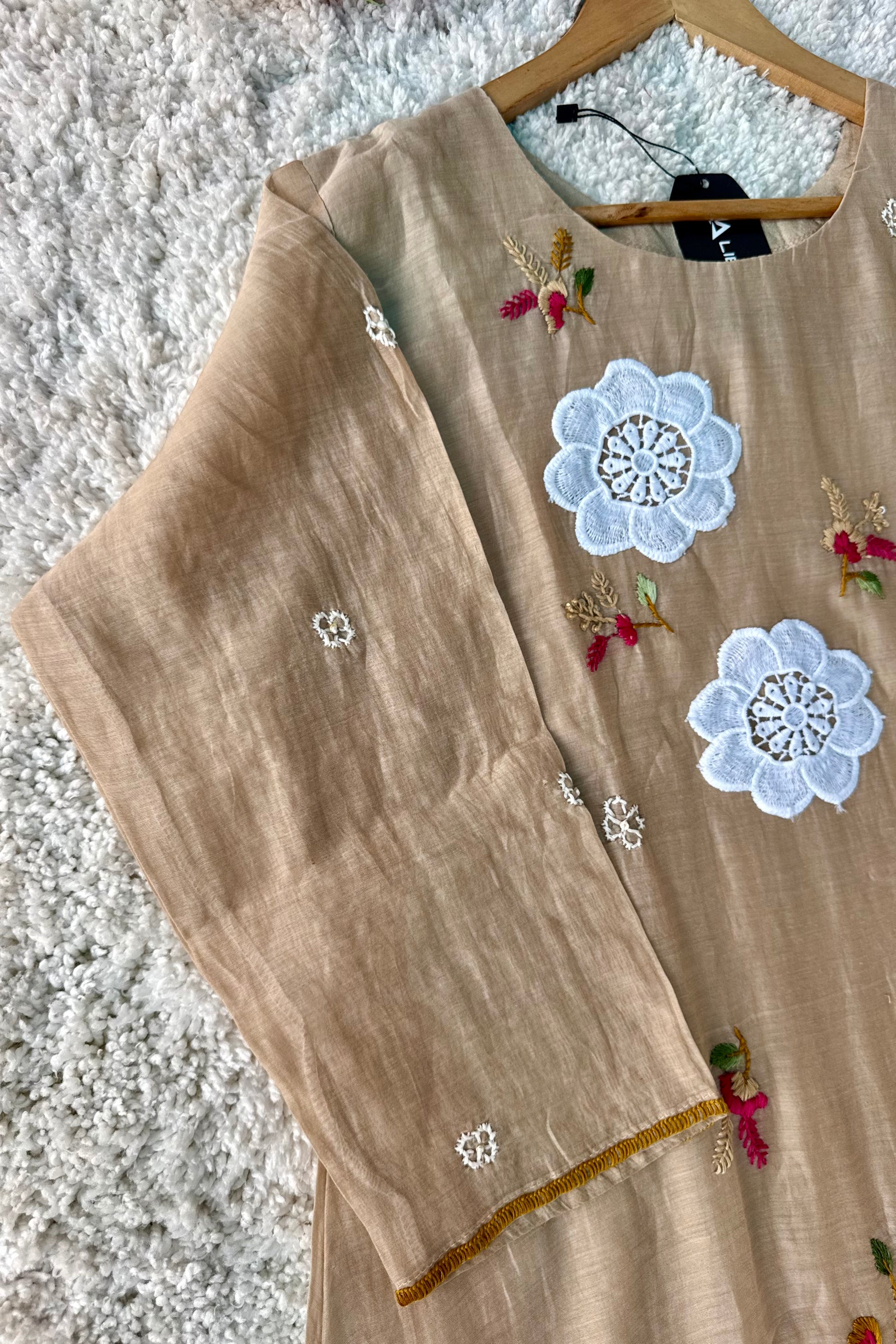 🛍️”Freya – Premium Chanderi Embroidered A Line Kurta Set