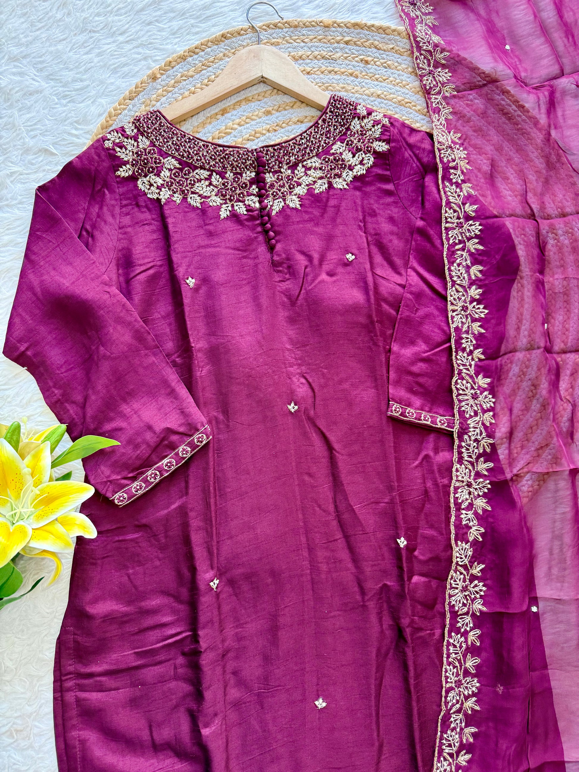 "Sifar" Tissue silk kurti with heavy handwork set