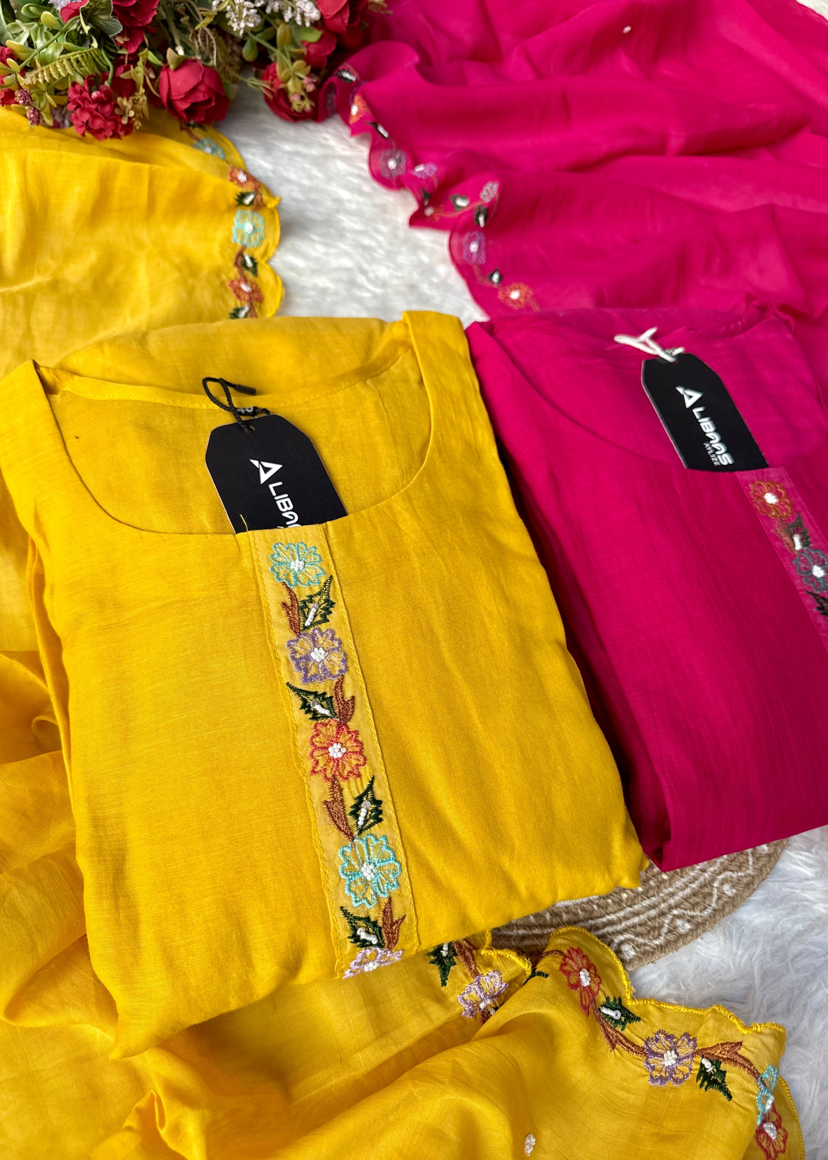 “Gulshan” Gul-E-Noor Banarsi Mul Chanderi A-Line Kurta Set