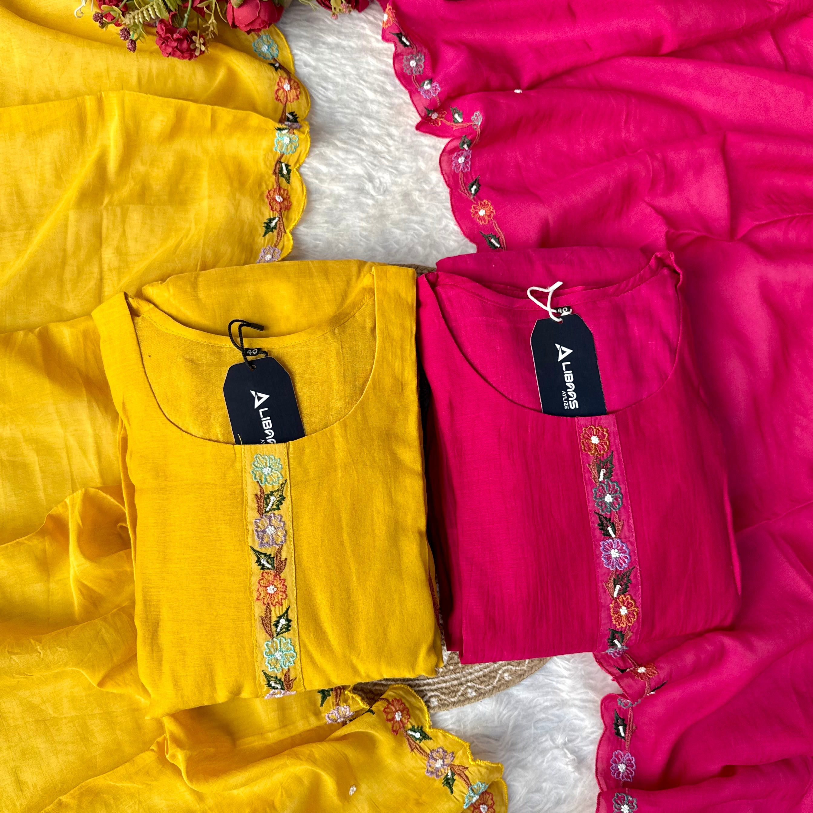 “Gulshan” Gul-E-Noor Banarsi Mul Chanderi A-Line Kurta Set