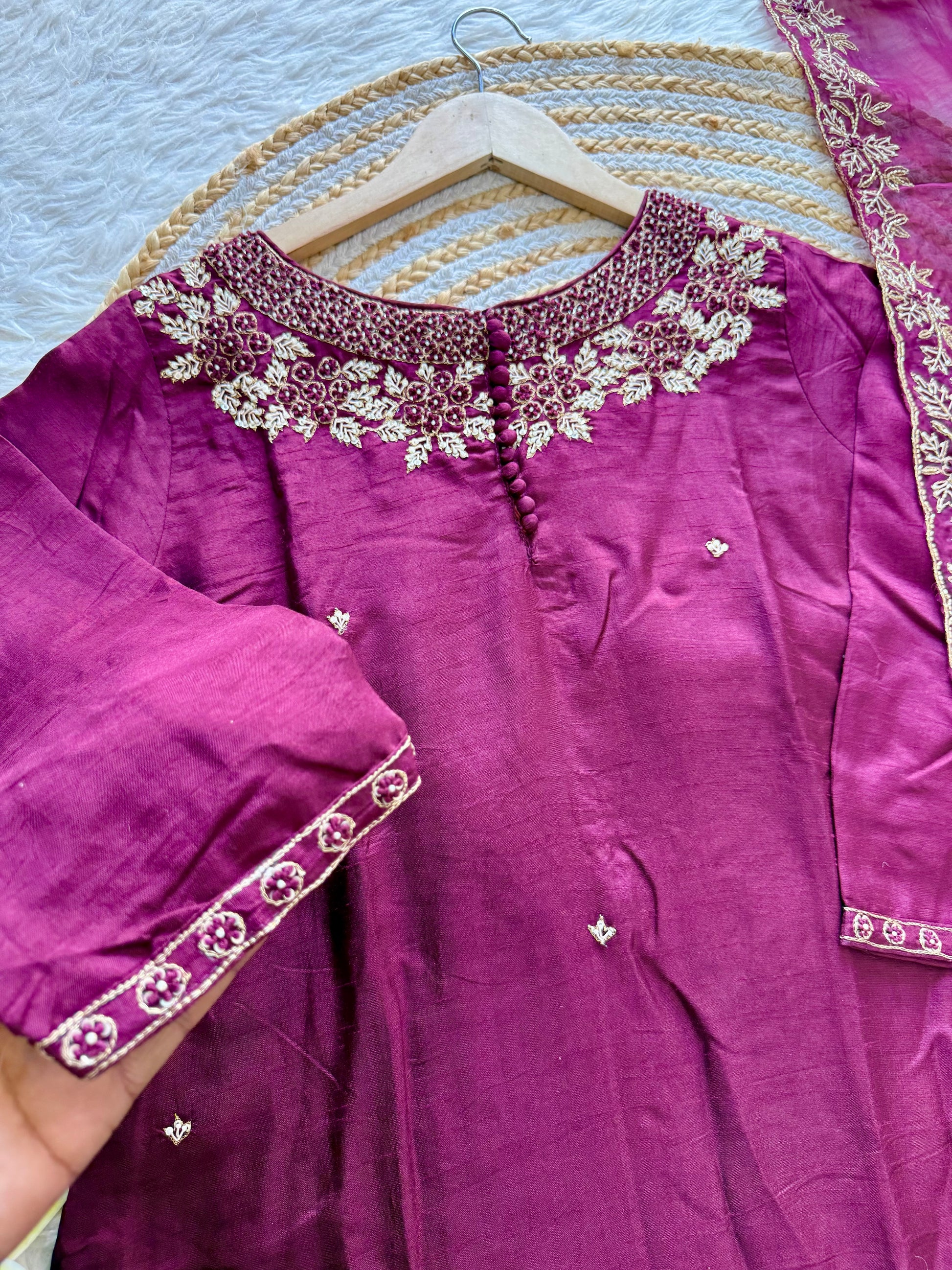 "Sifar" Tissue silk kurti with heavy handwork set