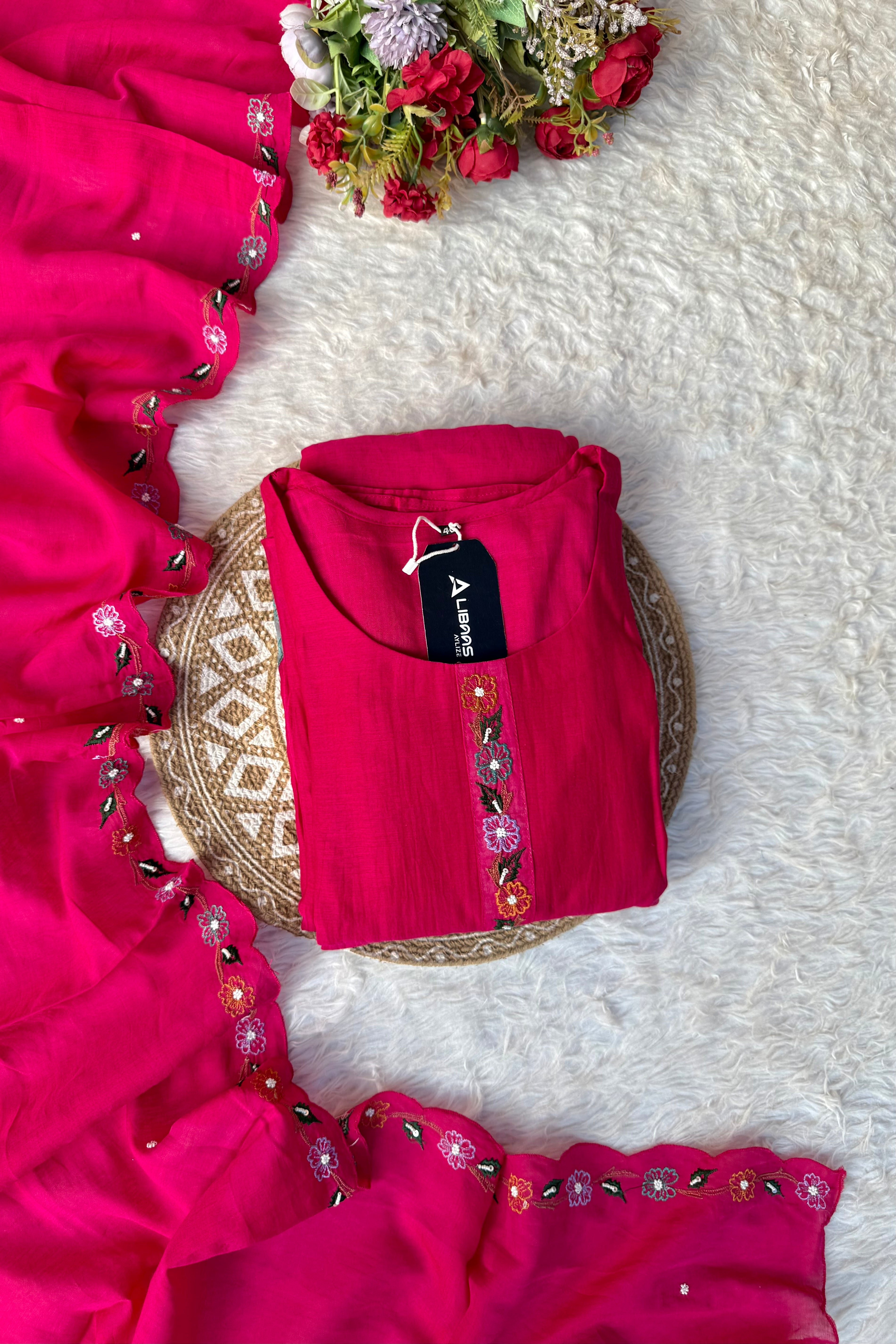 “Gulshan” Gul-E-Noor Banarsi Mul Chanderi A-Line Kurta Set