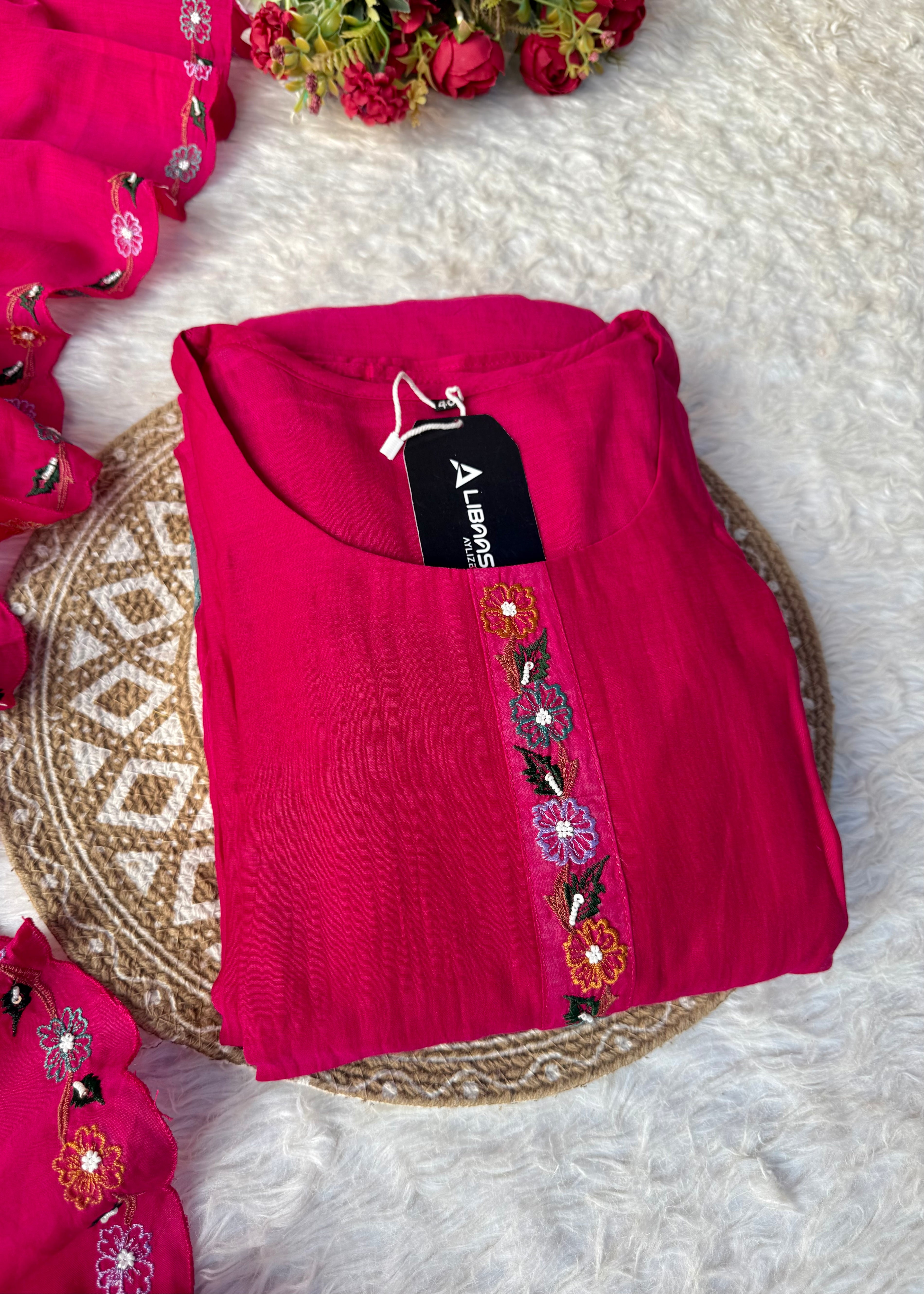 “Gulshan” Gul-E-Noor Banarsi Mul Chanderi A-Line Kurta Set