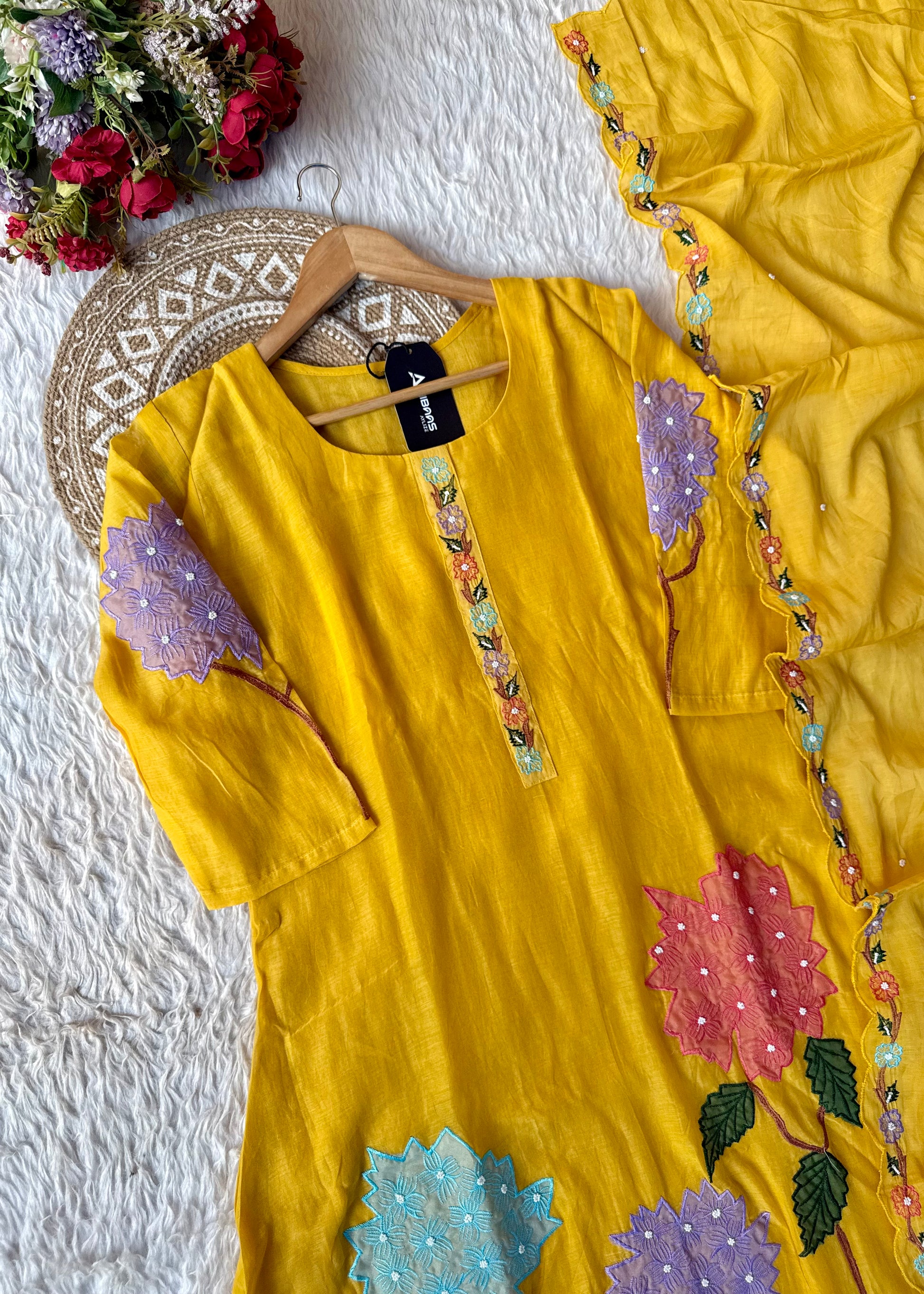 “Gulshan” Gul-E-Noor Banarsi Mul Chanderi A-Line Kurta Set