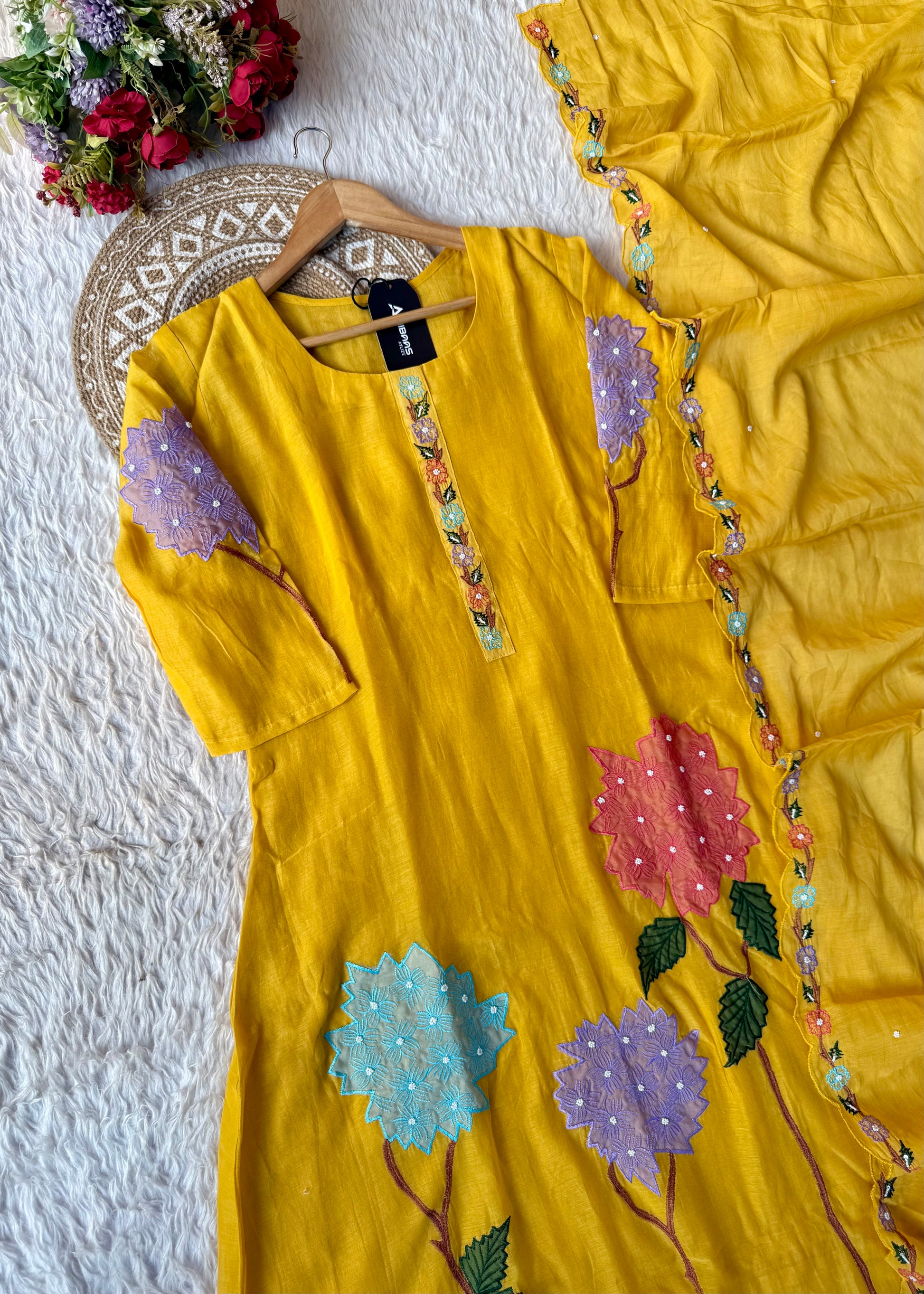 “Gulshan” Gul-E-Noor Banarsi Mul Chanderi A-Line Kurta Set