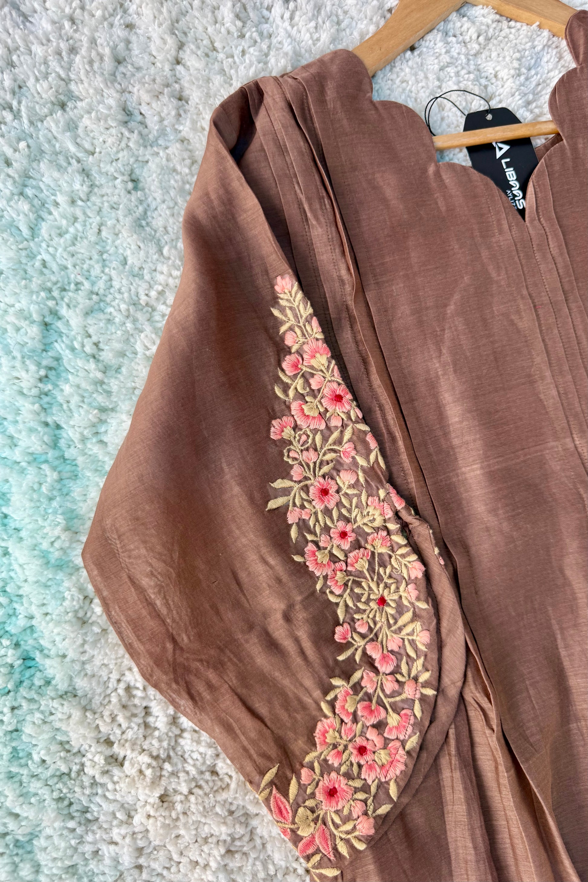 🛍️”Az021 – Premium Coffe Brown Mul Chanderi A Line Kurta Set