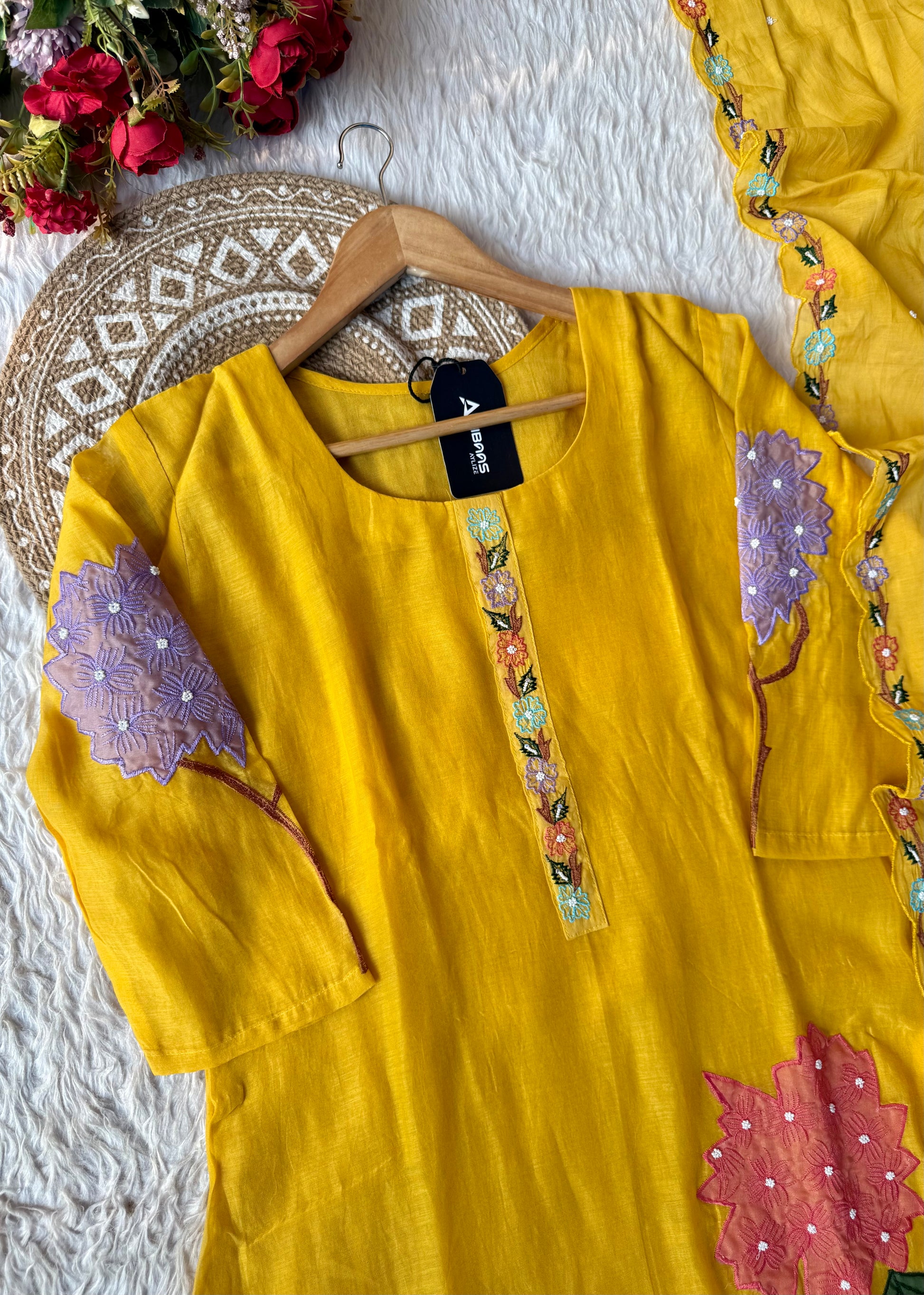 “Gulshan” Gul-E-Noor Banarsi Mul Chanderi A-Line Kurta Set