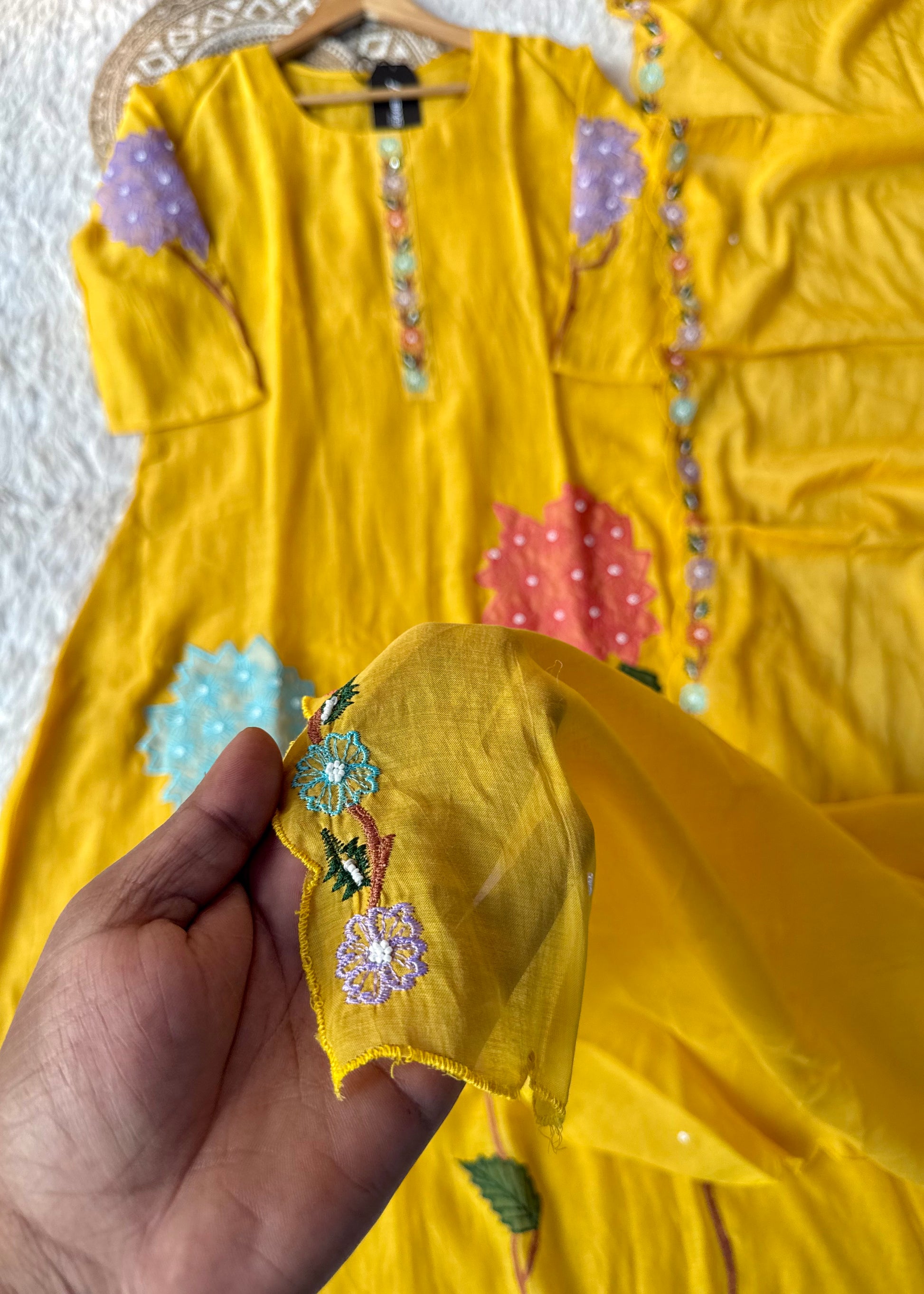 “Gulshan” Gul-E-Noor Banarsi Mul Chanderi A-Line Kurta Set