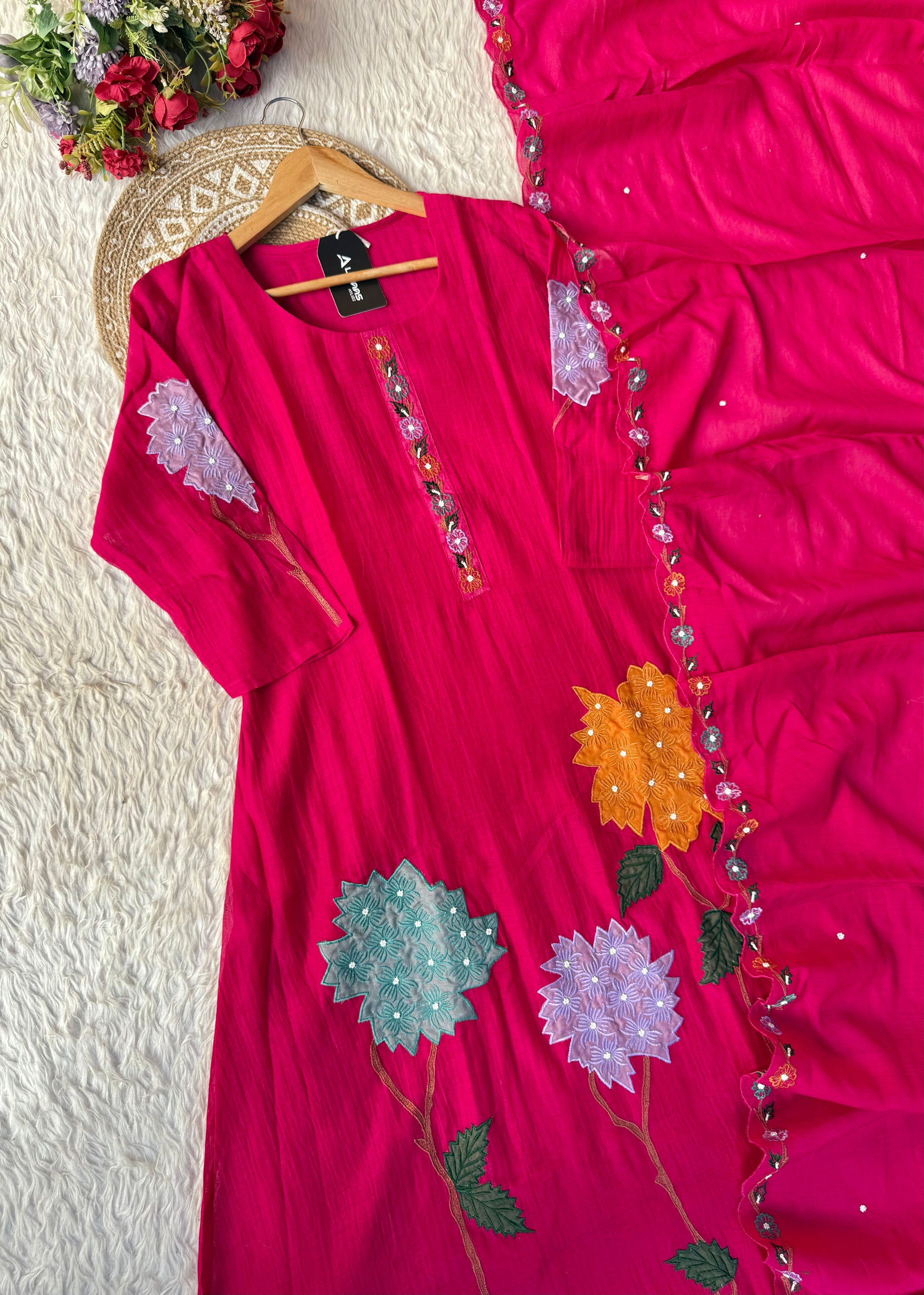 “Gulshan” Gul-E-Noor Banarsi Mul Chanderi A-Line Kurta Set