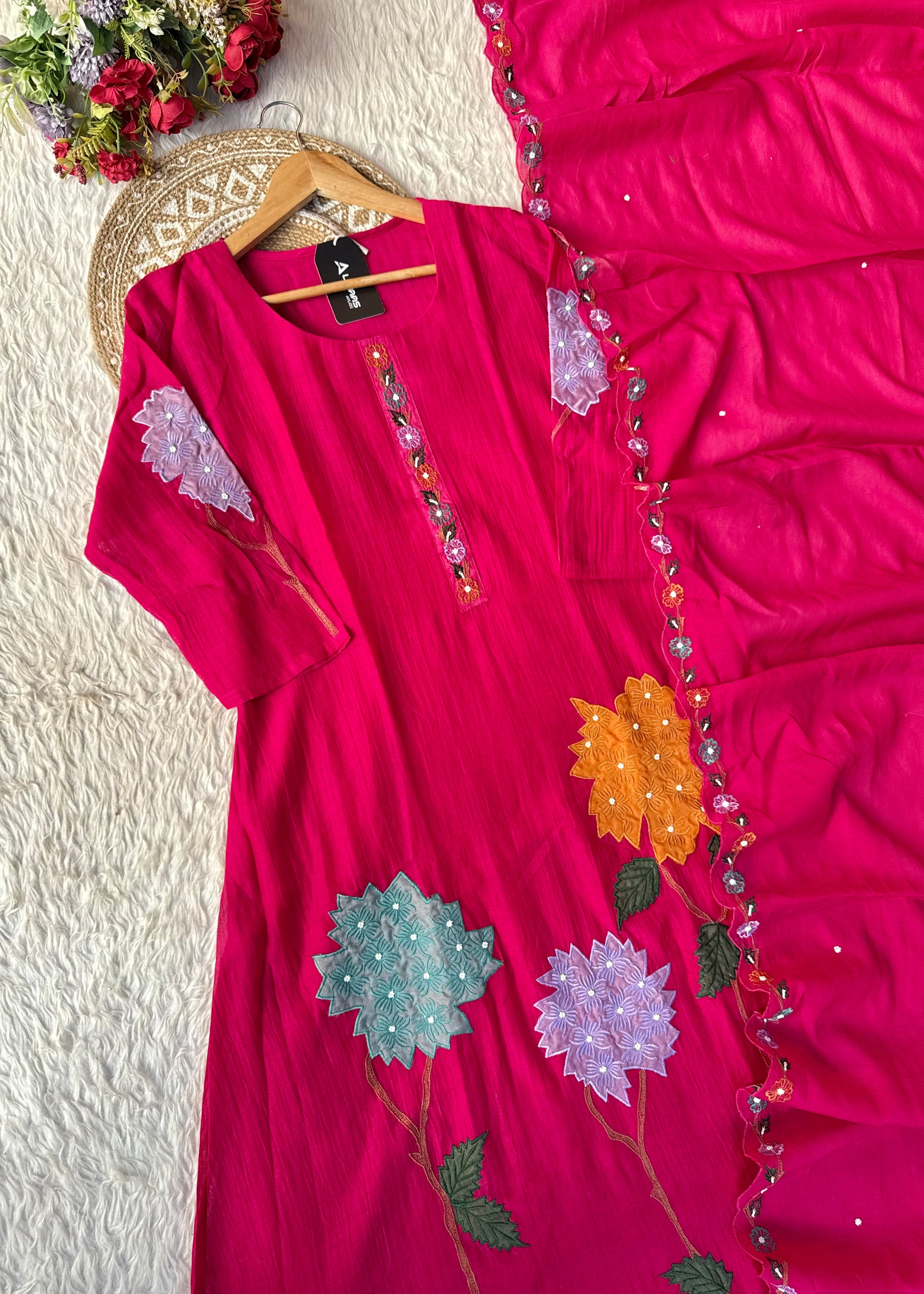 “Gulshan” Gul-E-Noor Banarsi Mul Chanderi A-Line Kurta Set