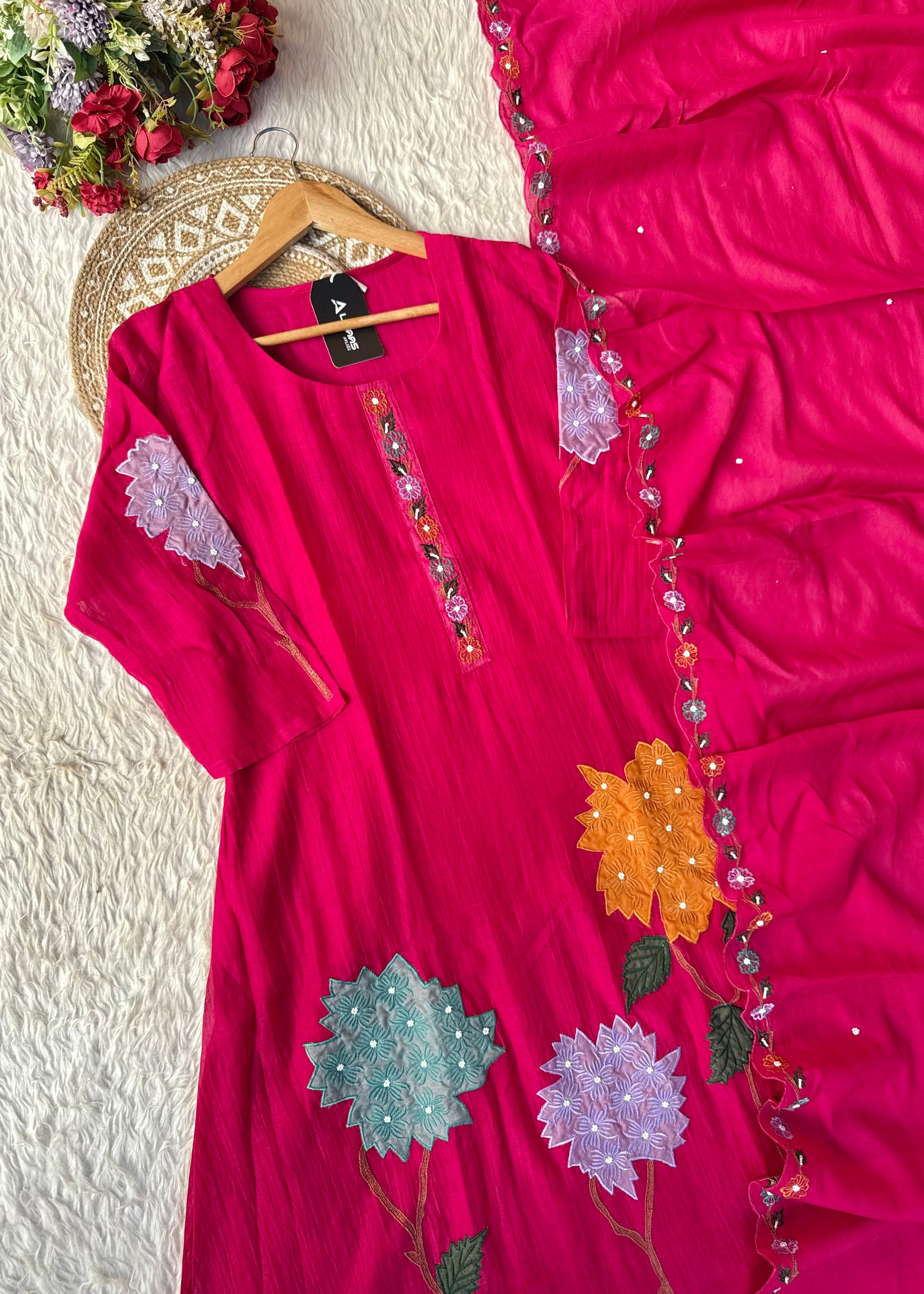 “Gulshan” Gul-E-Noor Banarsi Mul Chanderi A-Line Kurta Set