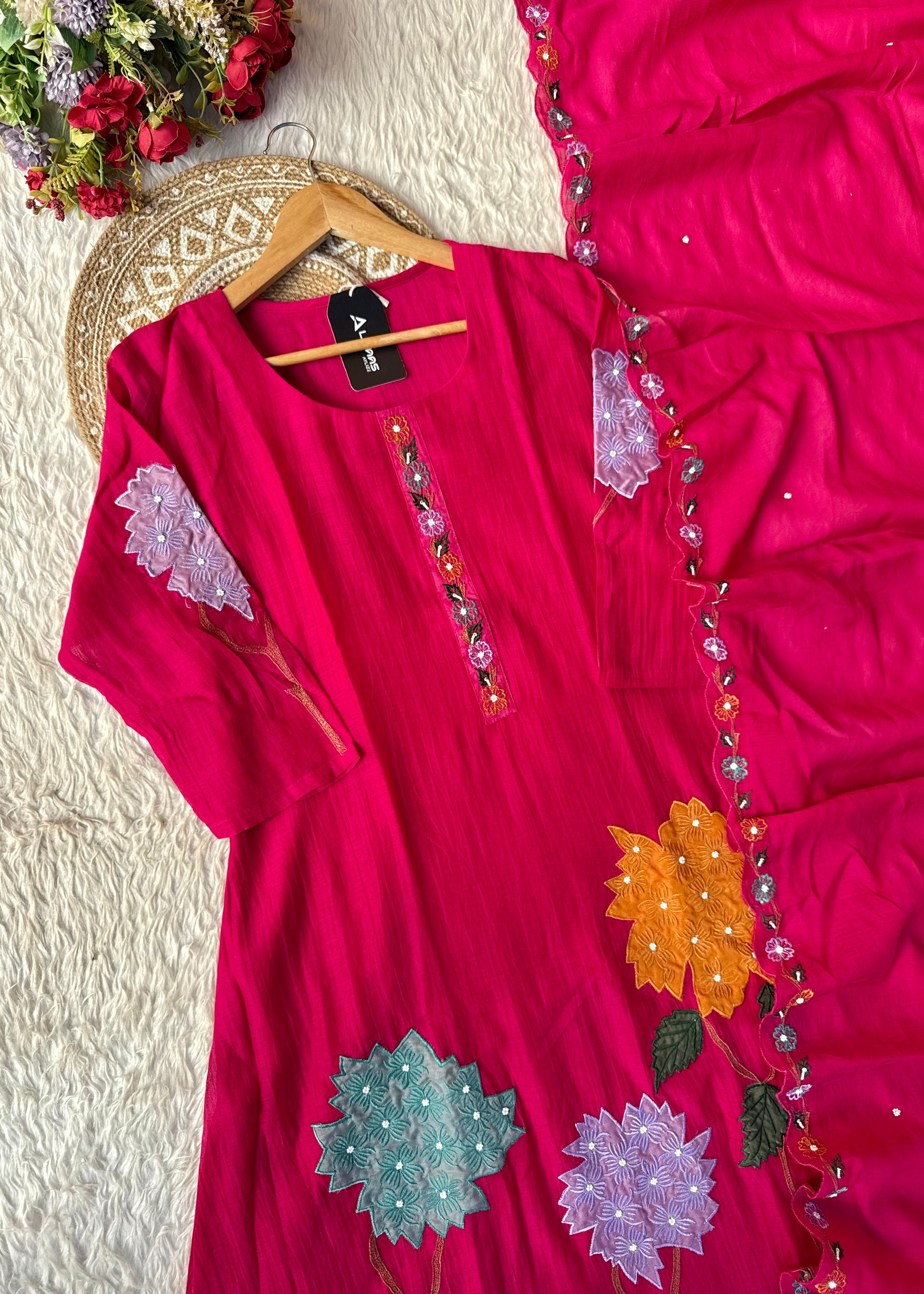 “Gulshan” Gul-E-Noor Banarsi Mul Chanderi A-Line Kurta Set