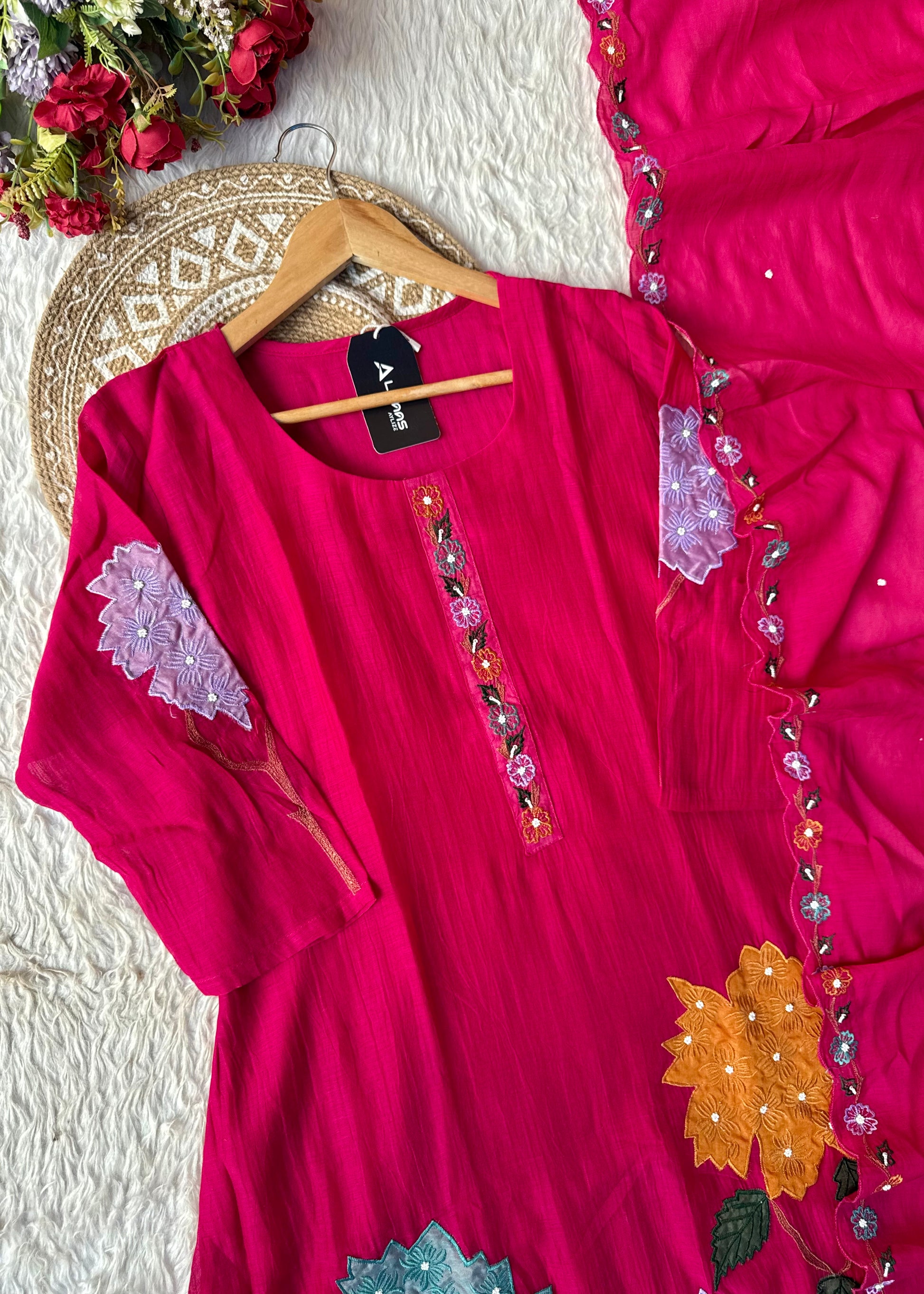 “Gulshan” Gul-E-Noor Banarsi Mul Chanderi A-Line Kurta Set