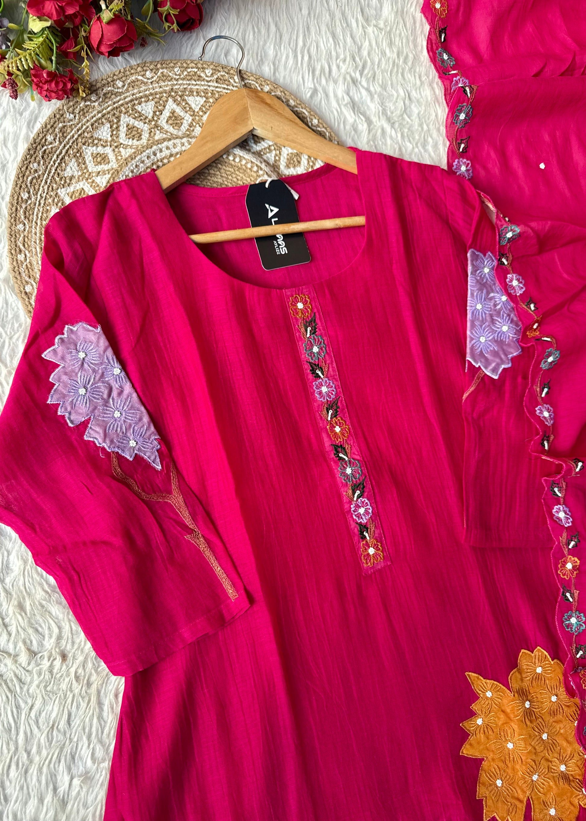 “Gulshan” Gul-E-Noor Banarsi Mul Chanderi A-Line Kurta Set