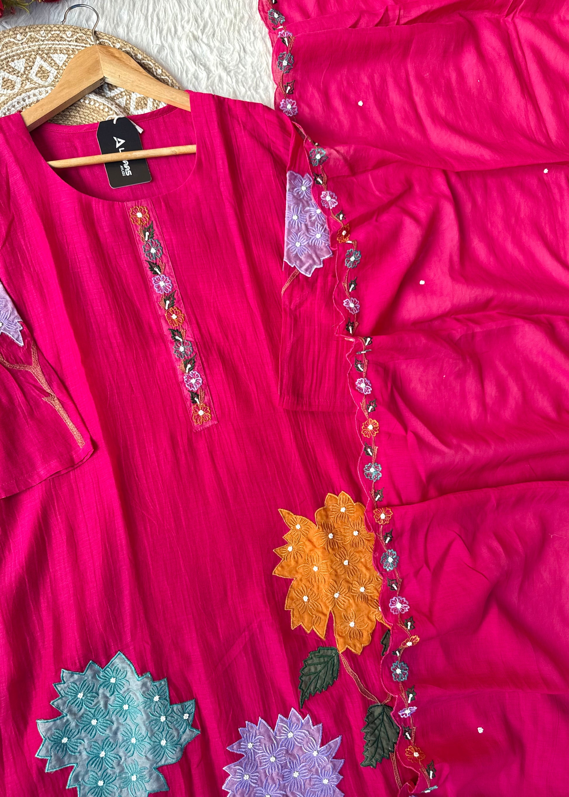 “Gulshan” Gul-E-Noor Banarsi Mul Chanderi A-Line Kurta Set