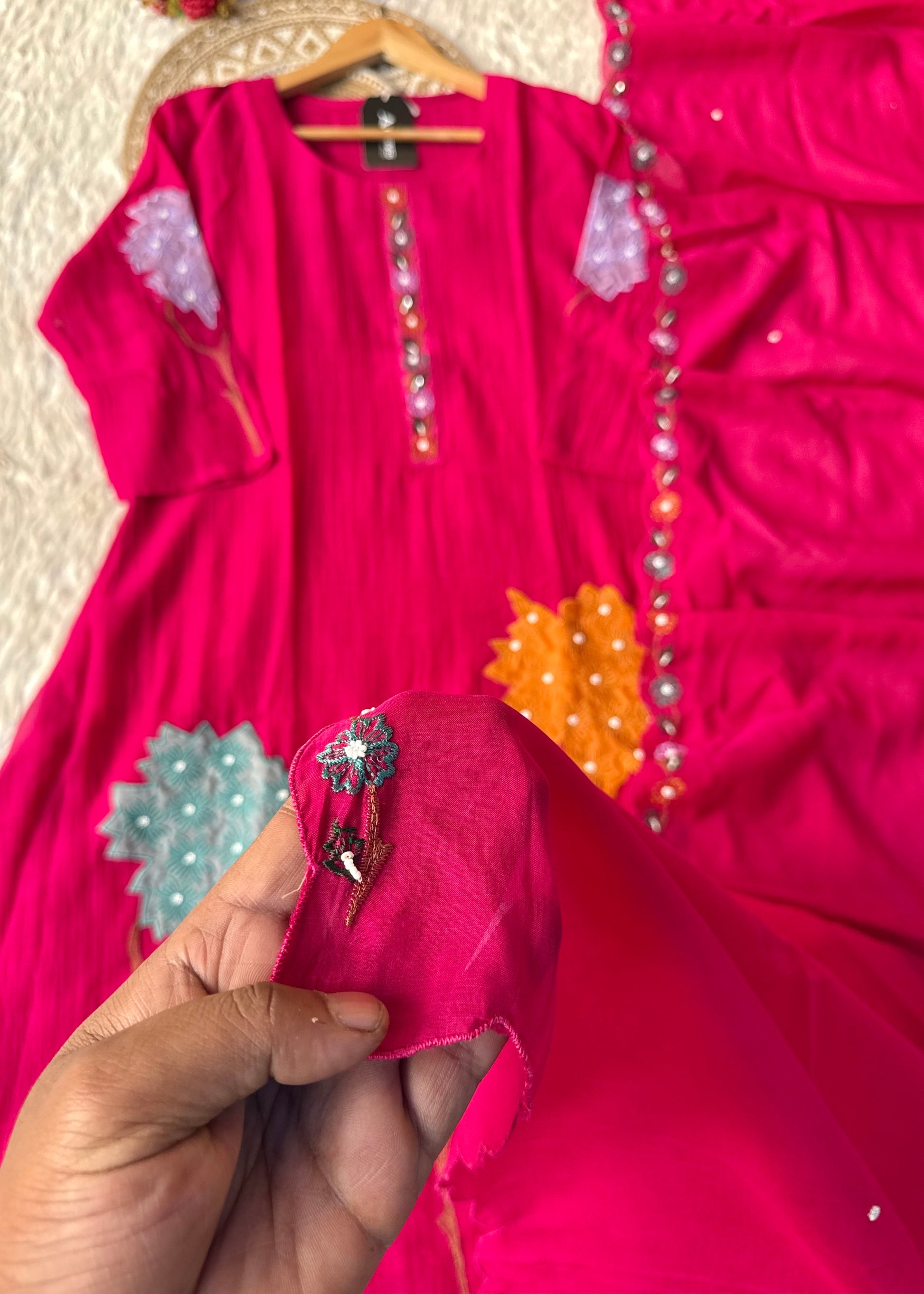 “Gulshan” Gul-E-Noor Banarsi Mul Chanderi A-Line Kurta Set