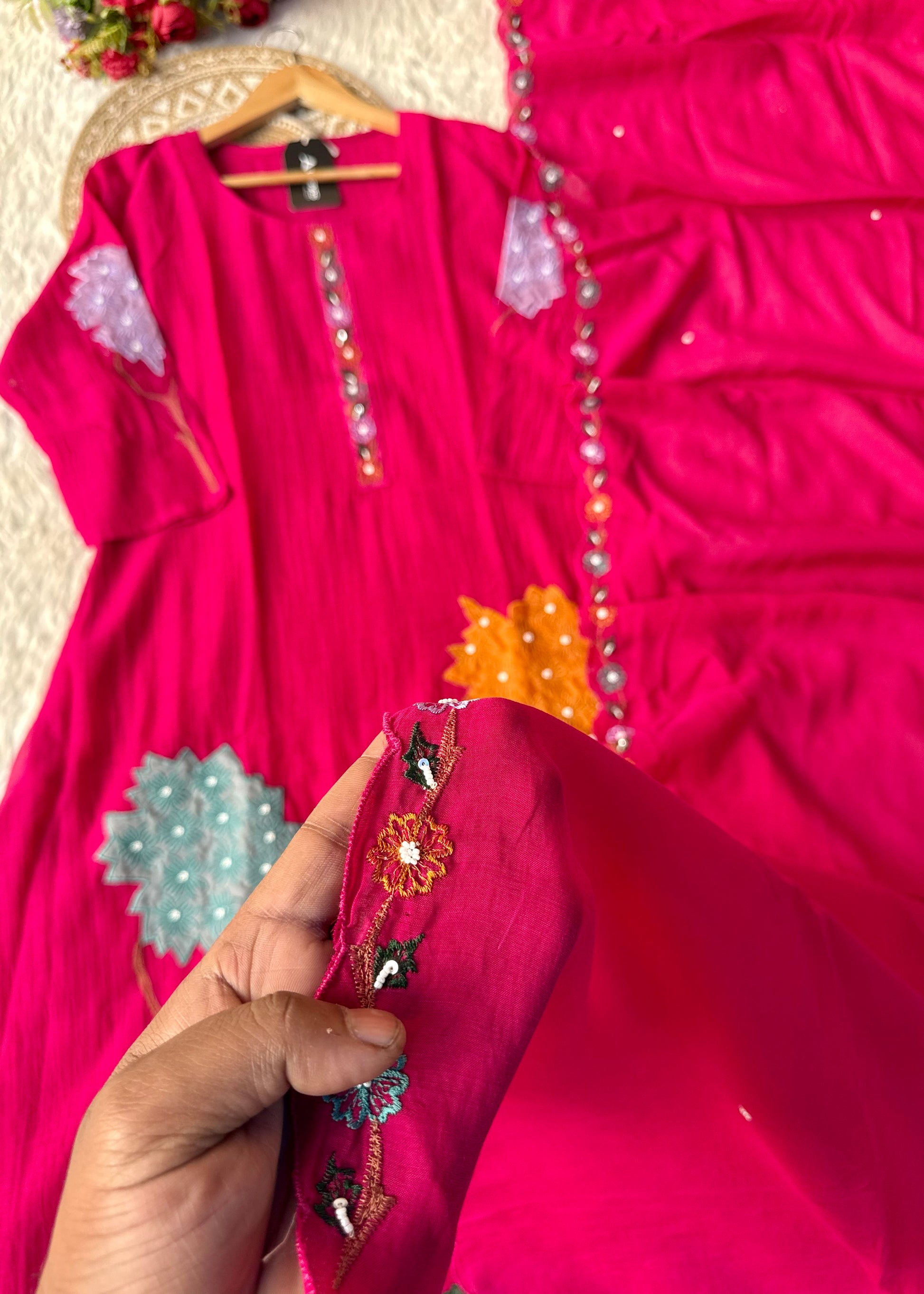 “Gulshan” Gul-E-Noor Banarsi Mul Chanderi A-Line Kurta Set