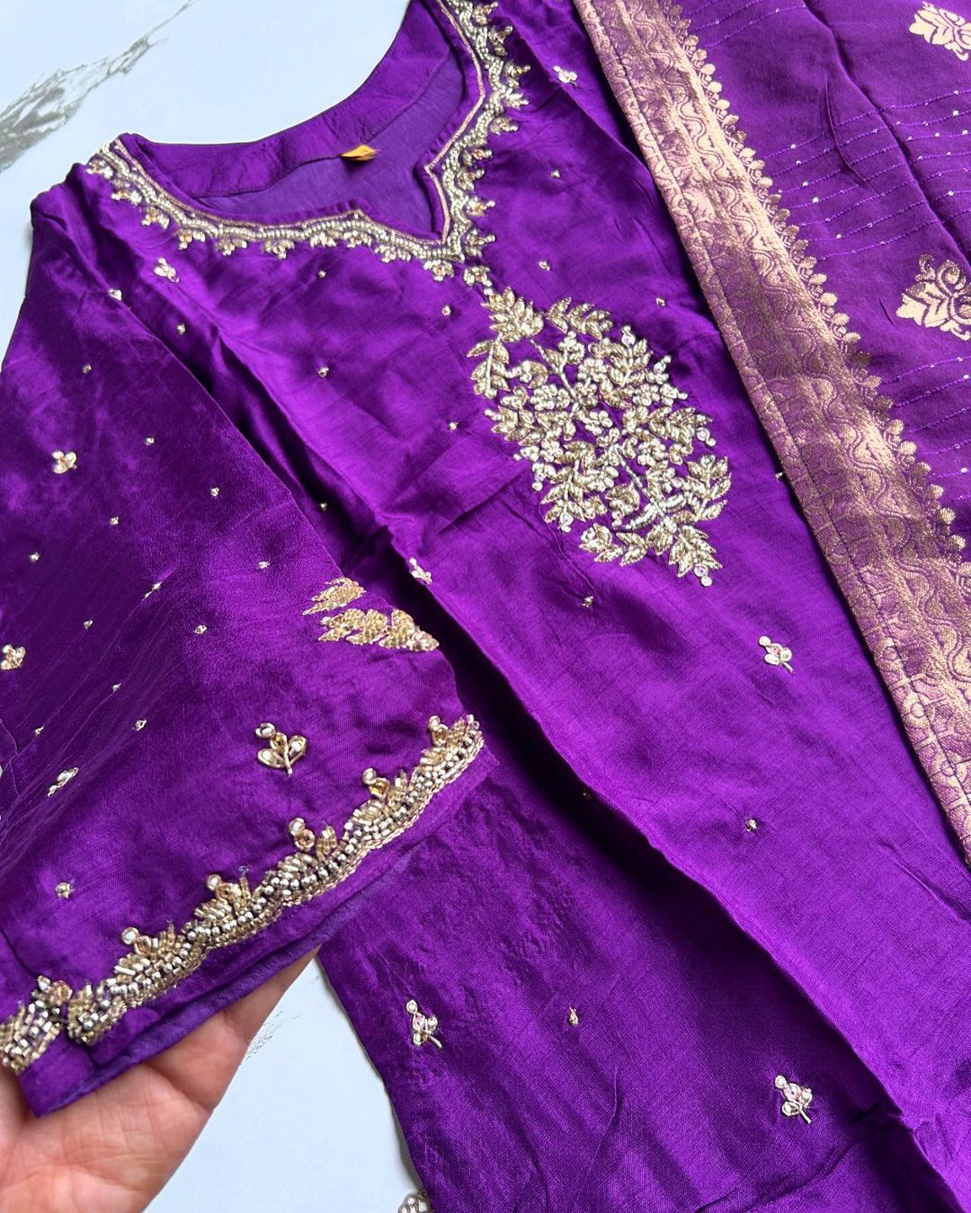 “RUCHI” Premium range handcrafted dola silk set