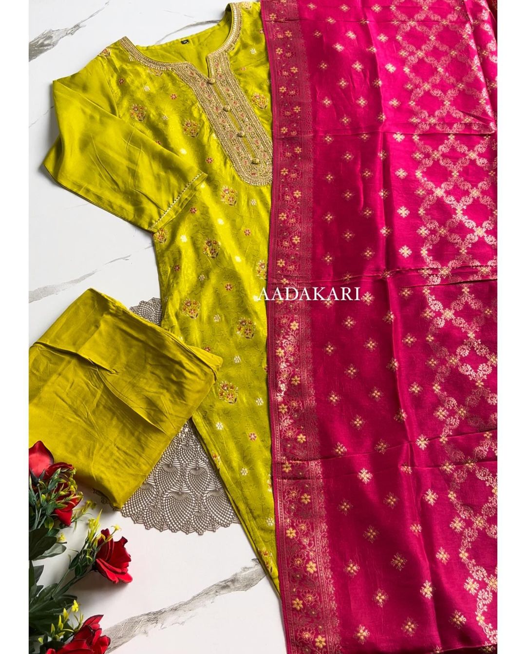 “ KARISHMA” Jacquard silk kurta bottom with dupatta set