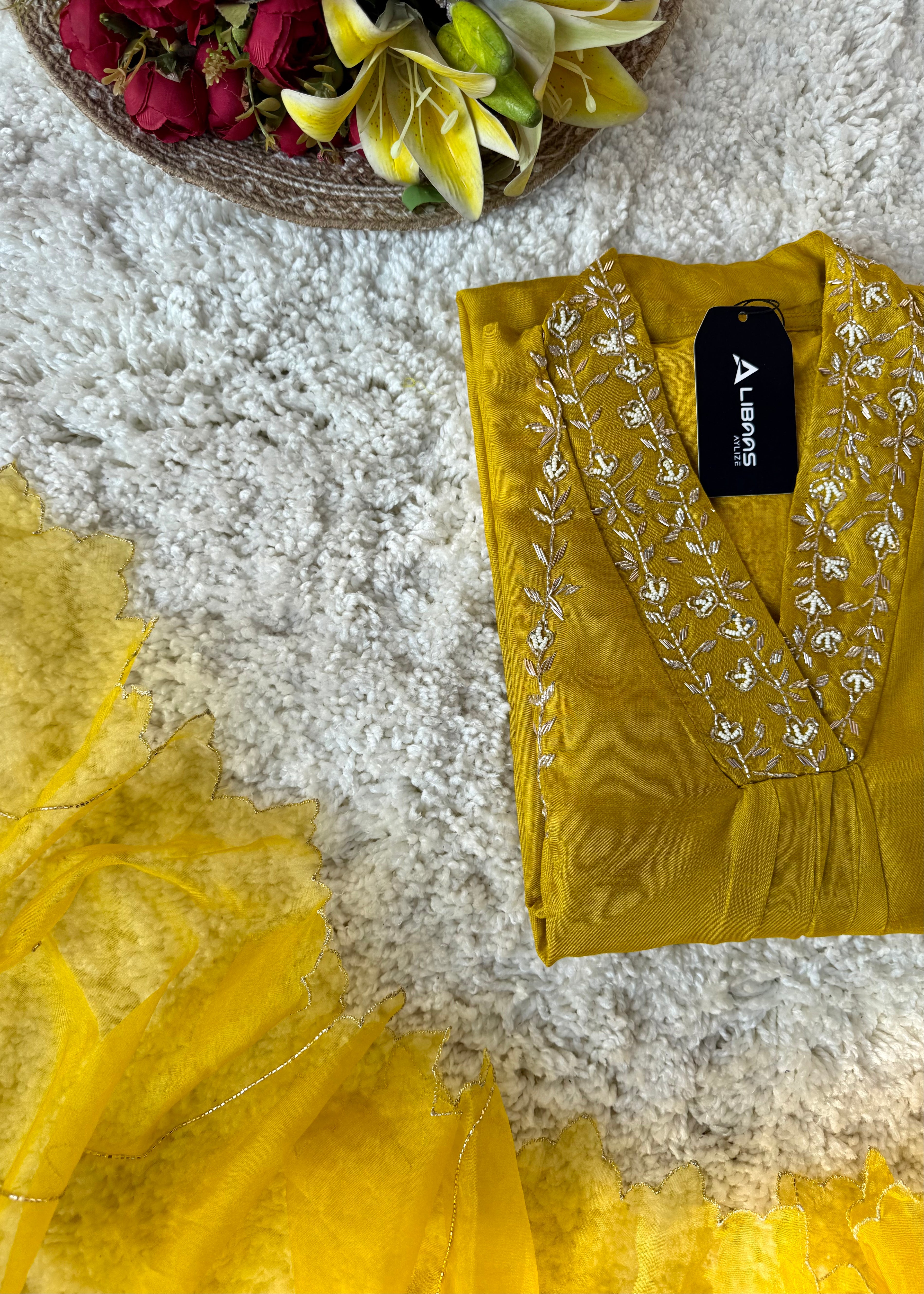 “Eira” Heavy handwork Dola silk A line kurti set 🛍️