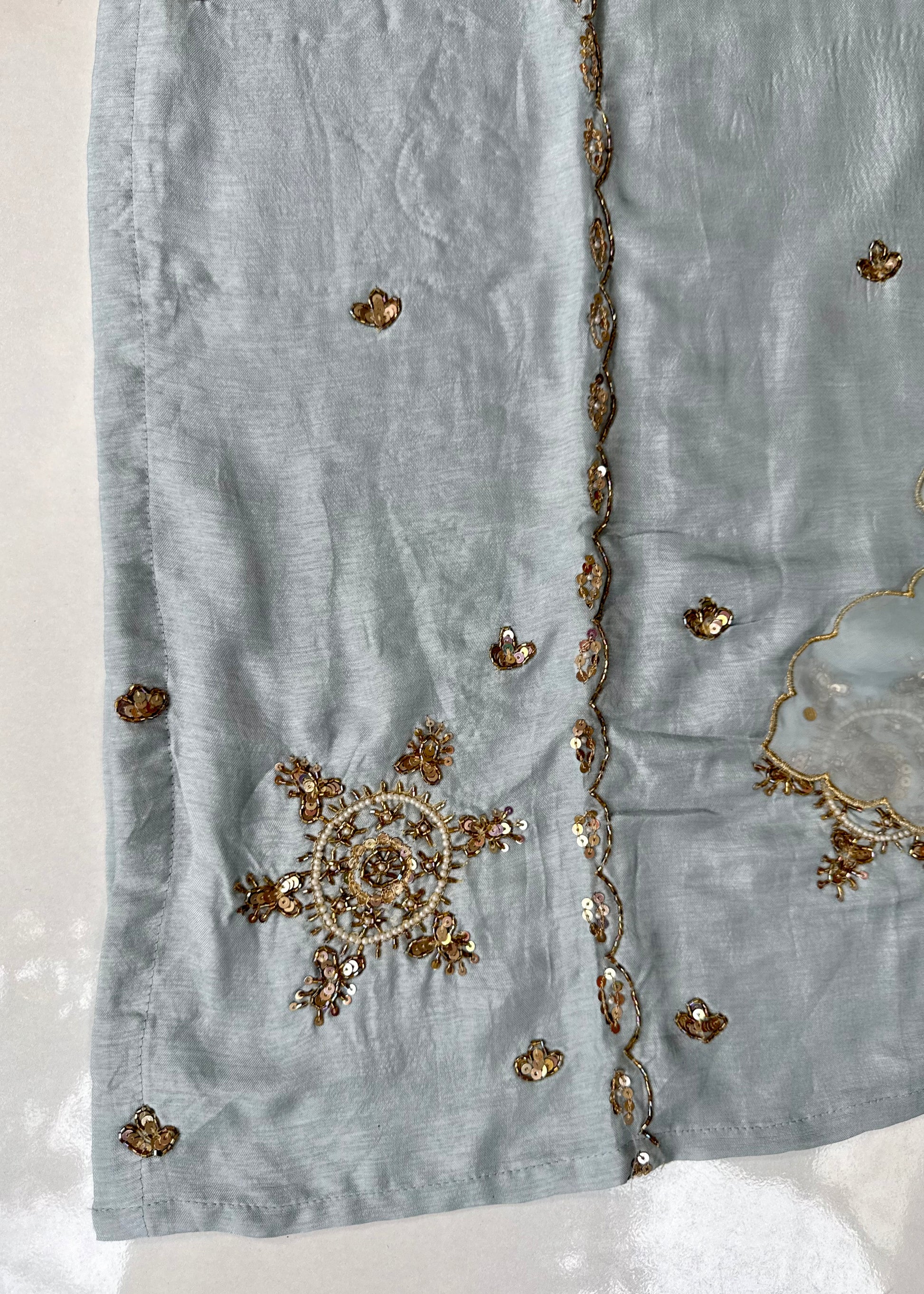 “Aylize” Elegant Dola Silk heavy handwork Kurta Set with Dupatta