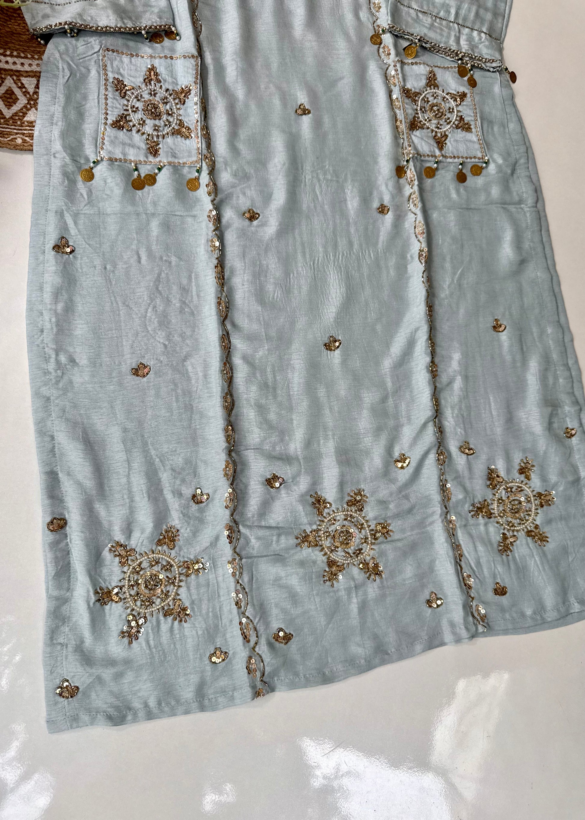 “Aylize” Elegant Dola Silk heavy handwork Kurta Set with Dupatta