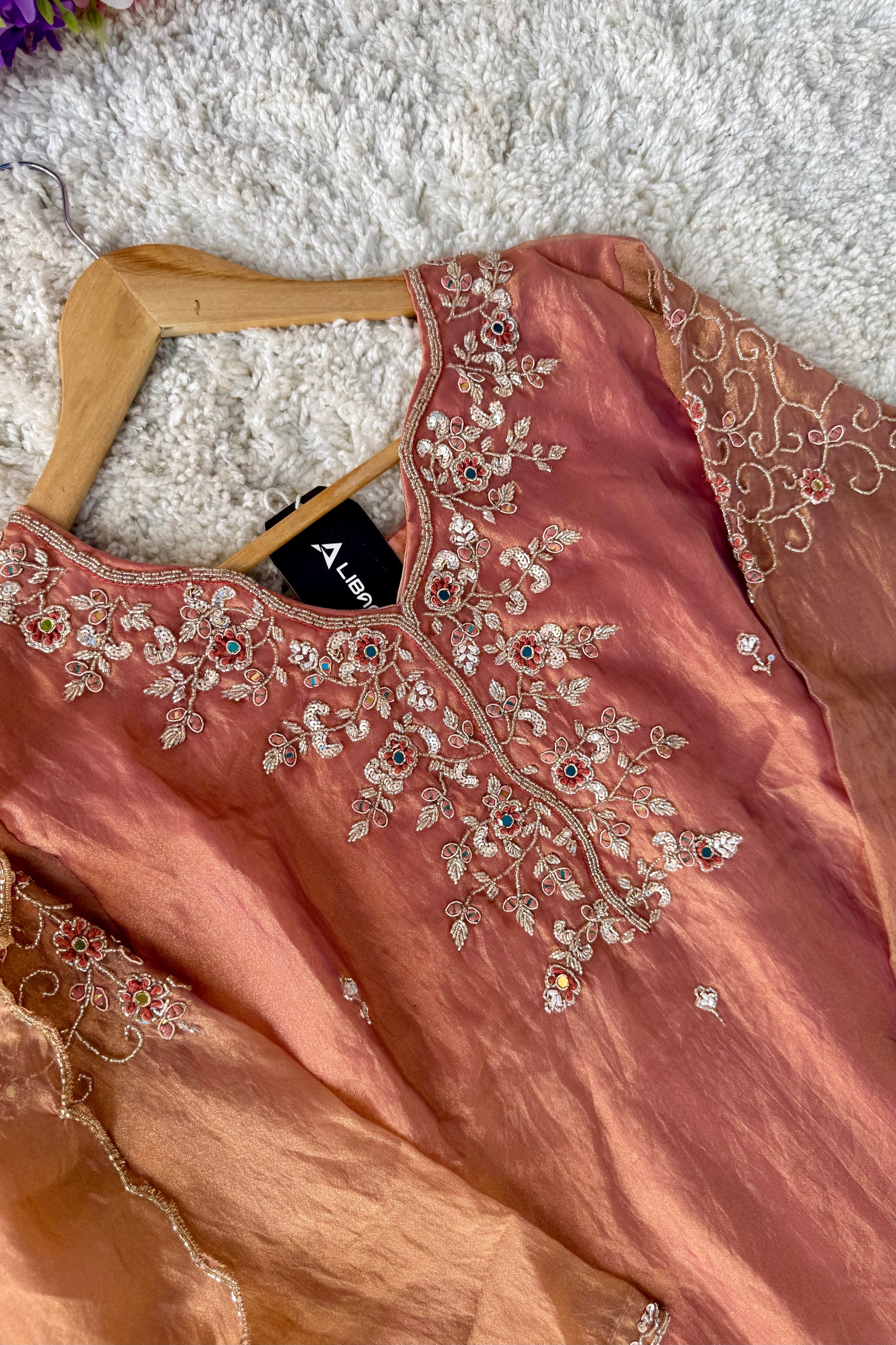 ✨Daisy- Blush Rose Crushed Tissue Divider Sharara Suit