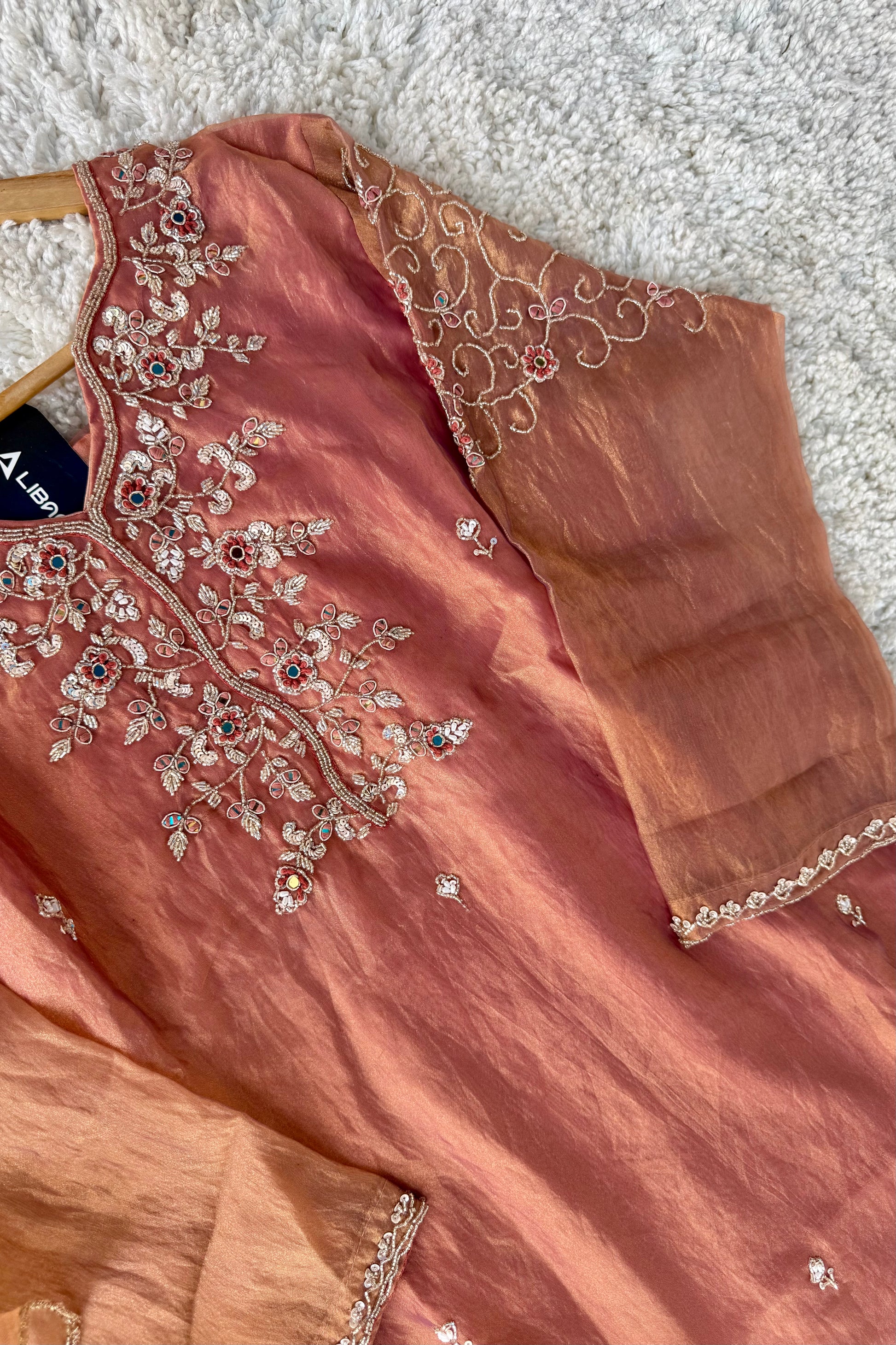 ✨Daisy- Blush Rose Crushed Tissue Divider Sharara Suit