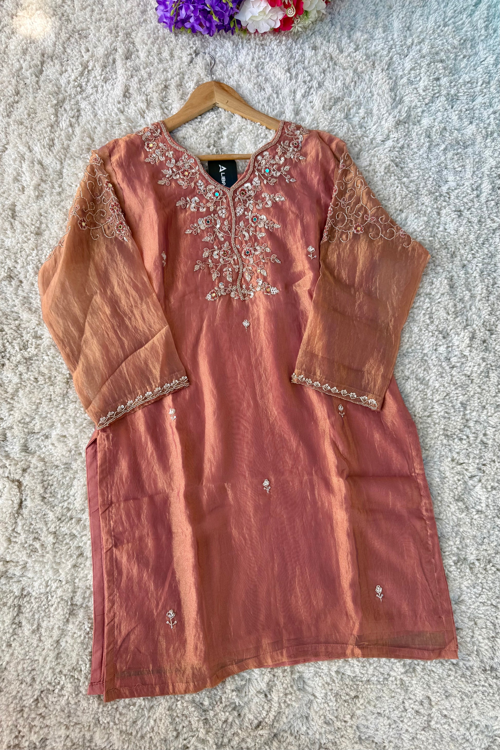 ✨Daisy- Blush Rose Crushed Tissue Divider Sharara Suit