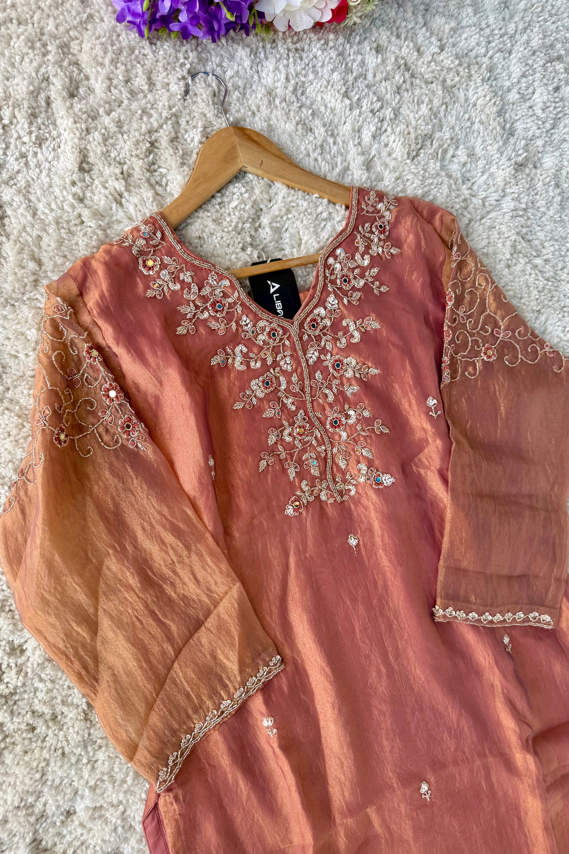 ✨Daisy- Blush Rose Crushed Tissue Divider Sharara Suit