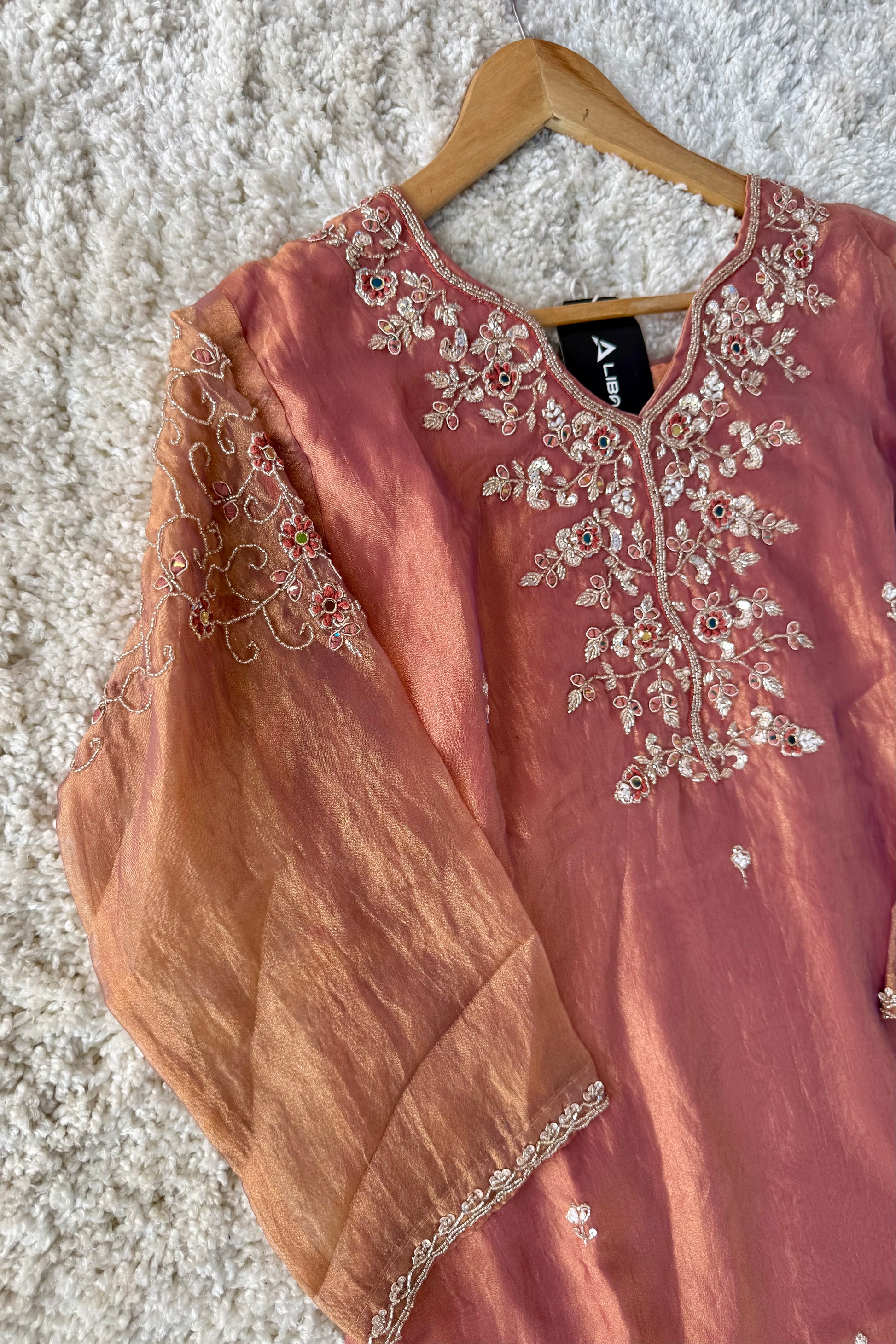 ✨Daisy- Blush Rose Crushed Tissue Divider Sharara Suit