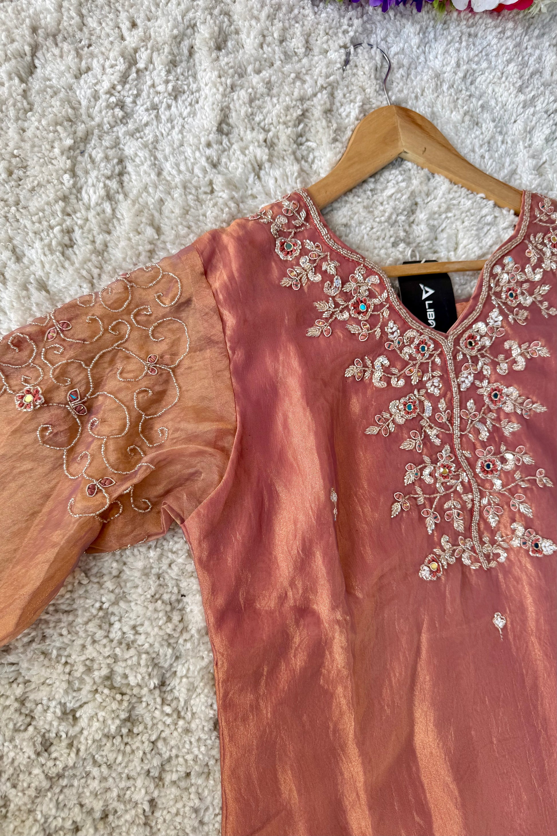 ✨Daisy- Blush Rose Crushed Tissue Divider Sharara Suit