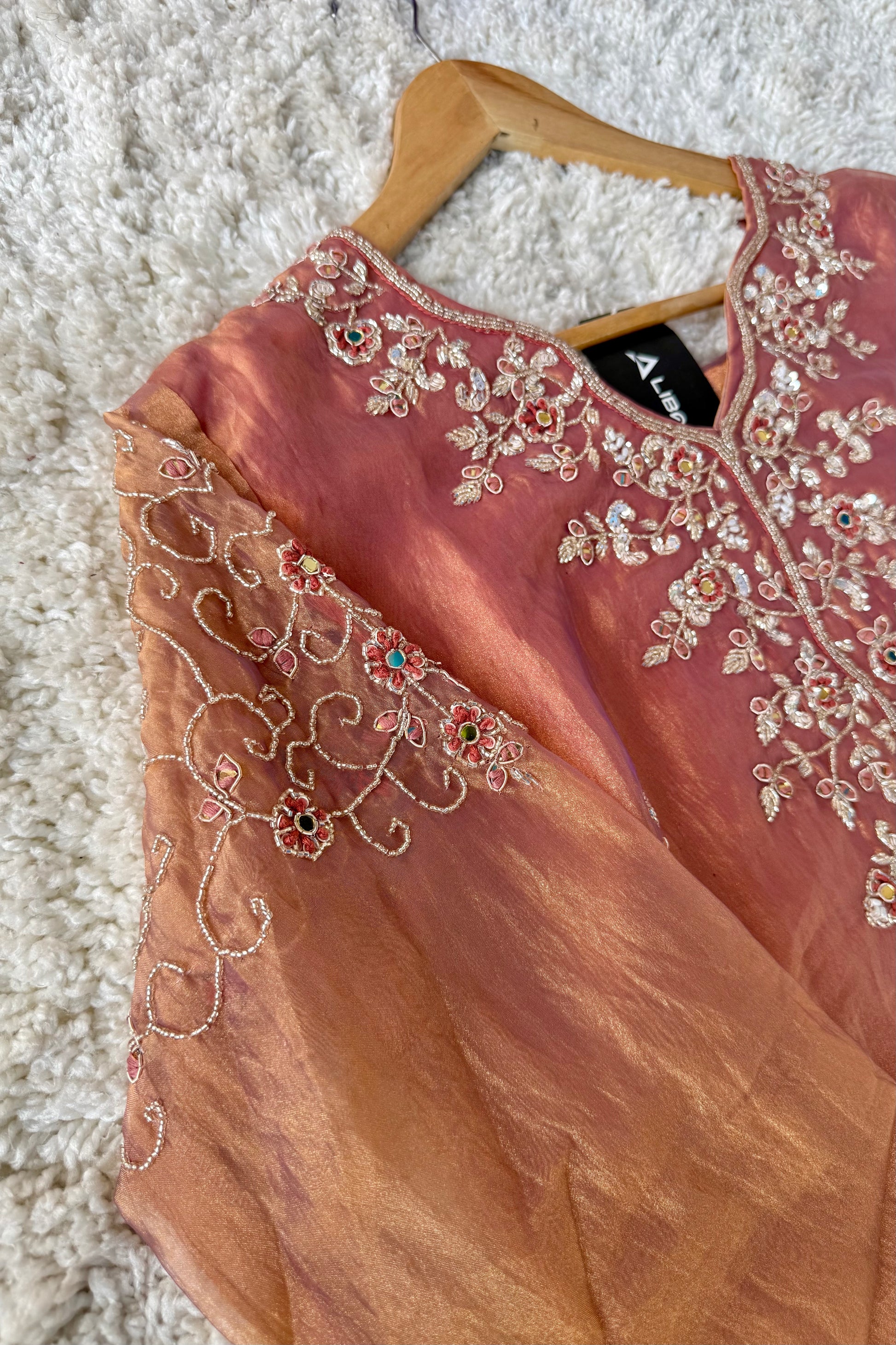 ✨Daisy- Blush Rose Crushed Tissue Divider Sharara Suit