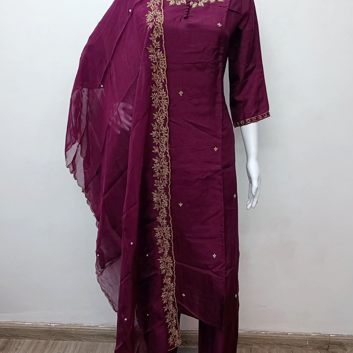 "Sifar" Tissue silk kurti with heavy handwork set