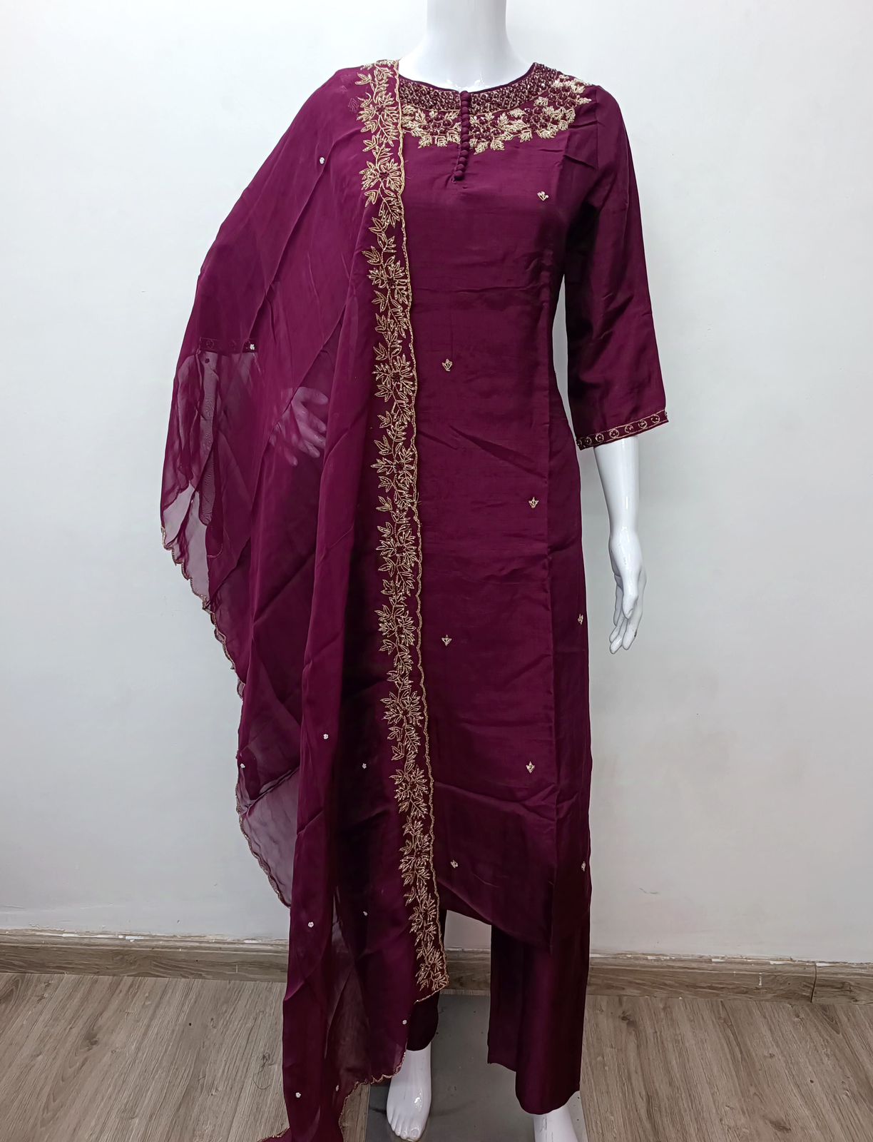 "Sifar" Tissue silk kurti with heavy handwork set