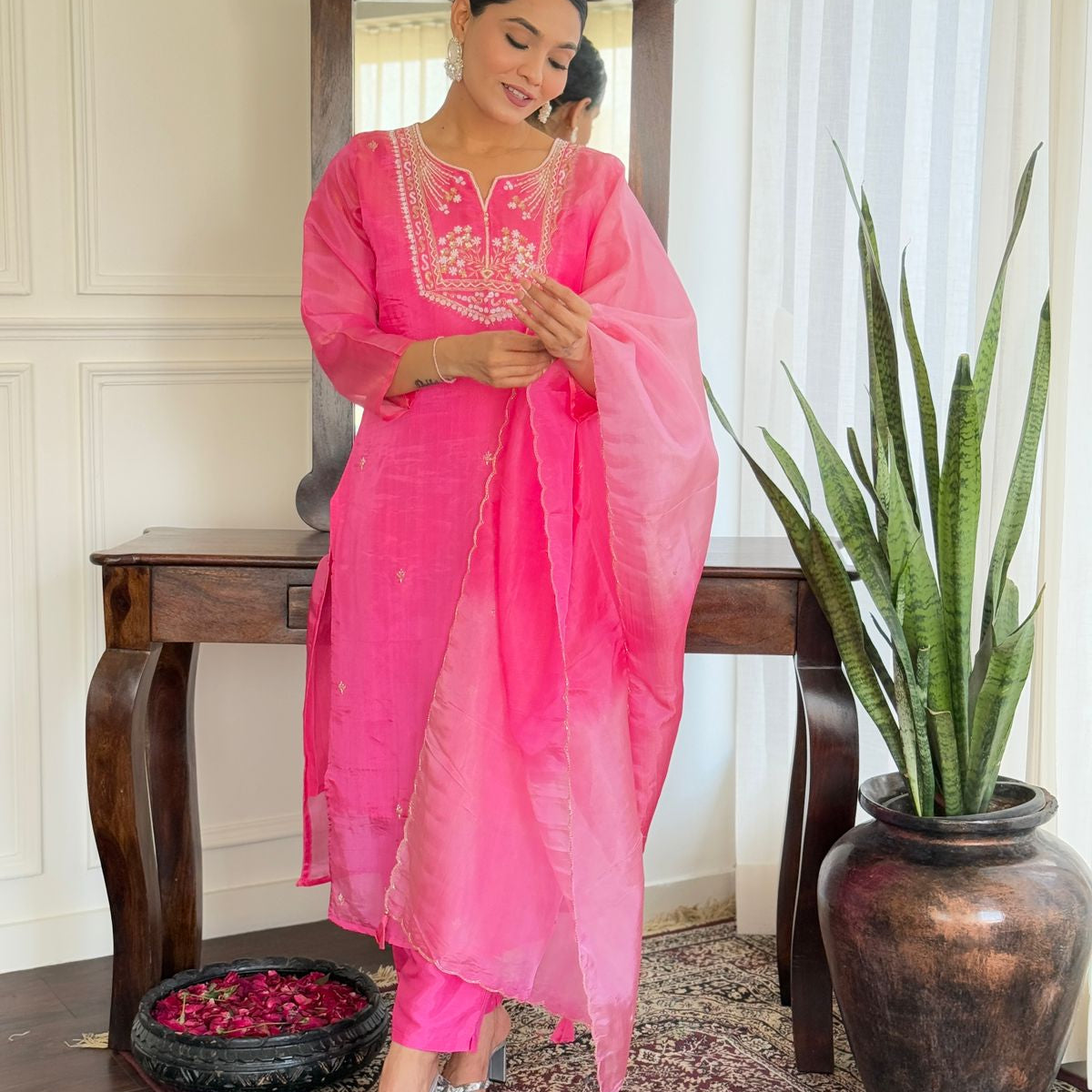 “Shama” Beautiful party wear Tissue silk kurta set