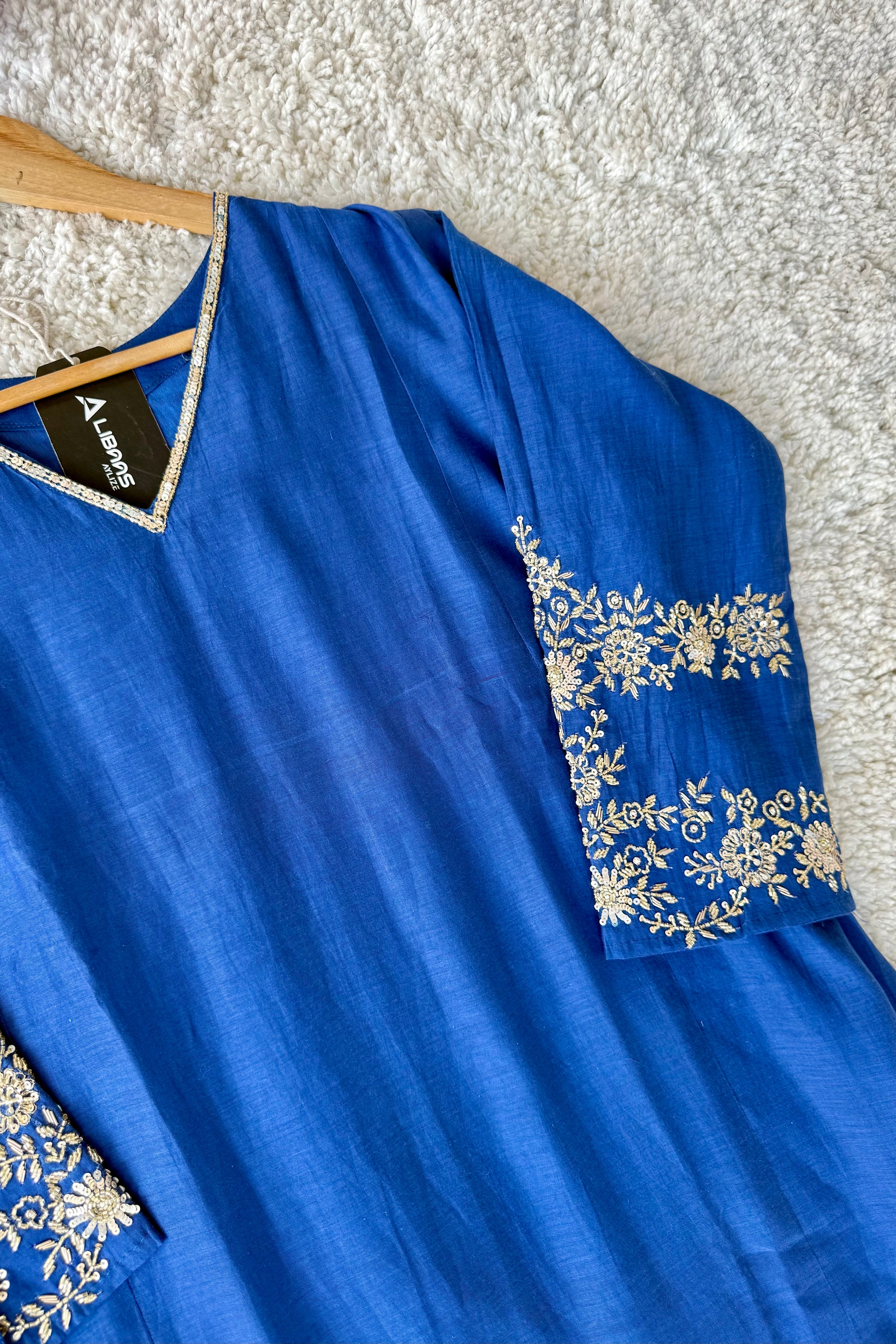 💙”Magic- Party Wear Royal Blue Mul Chanderi A Line Suit set 🛍️