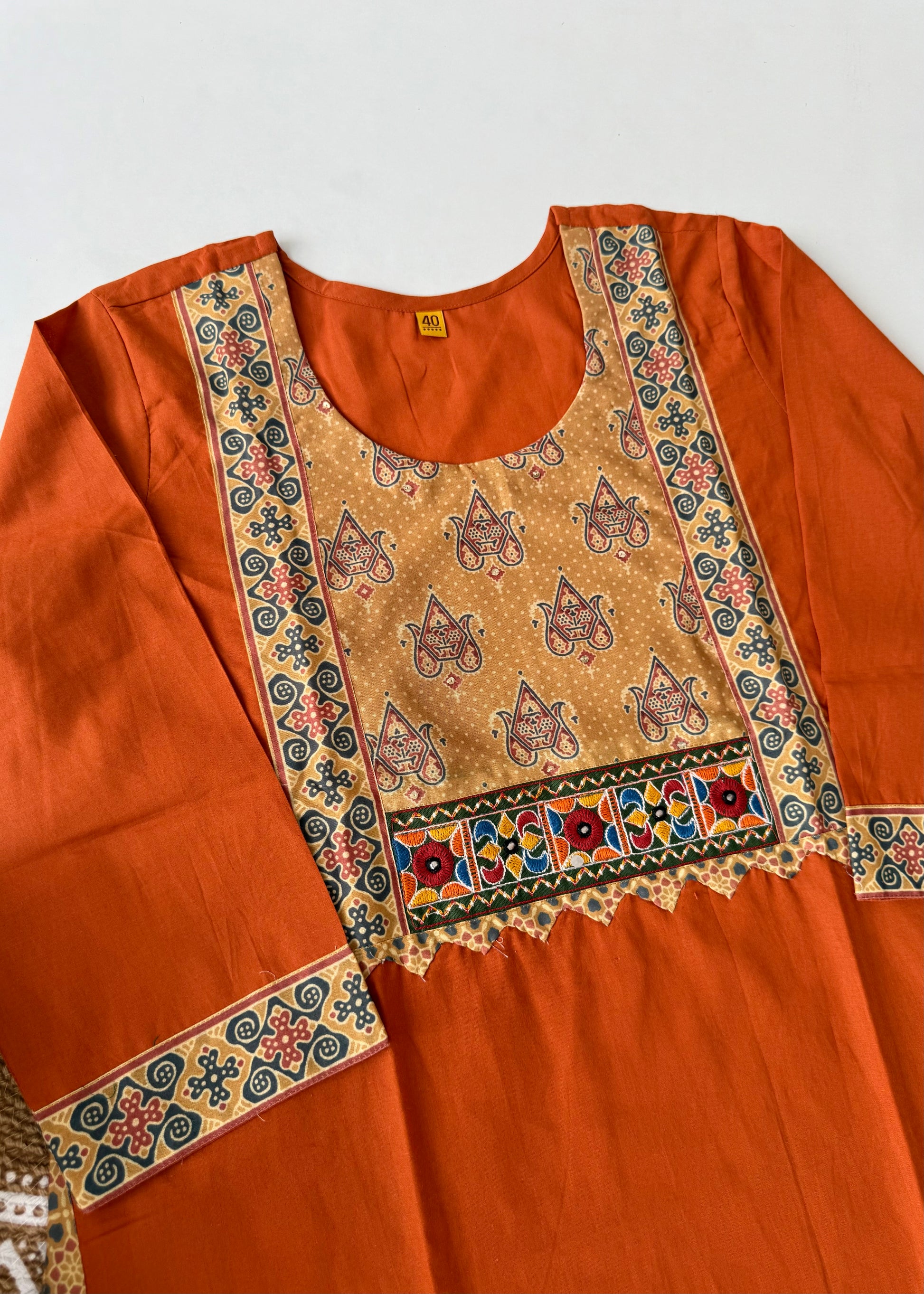 “FARIDA" Mul cotton embroidered kurta palazzo set