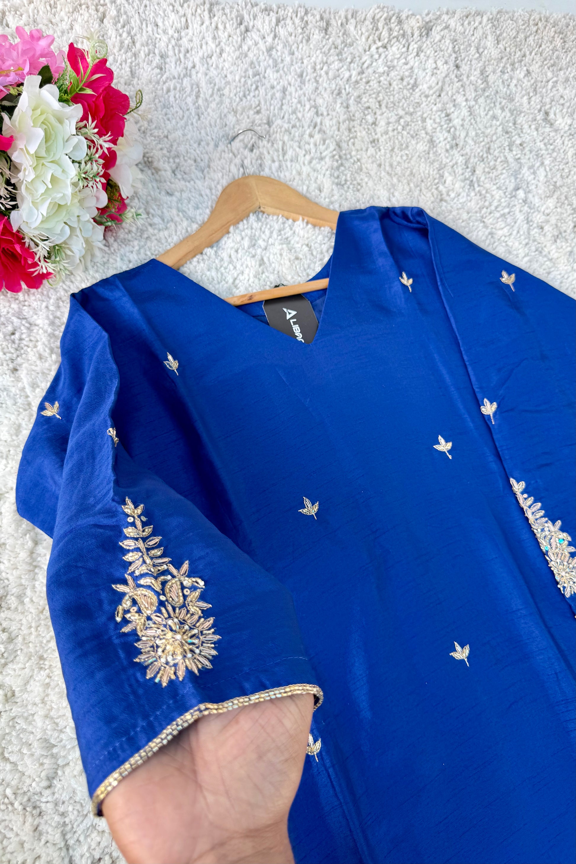 ✨”Aarti– Premium Dola Silk Heavy Anarkali Kurta Set