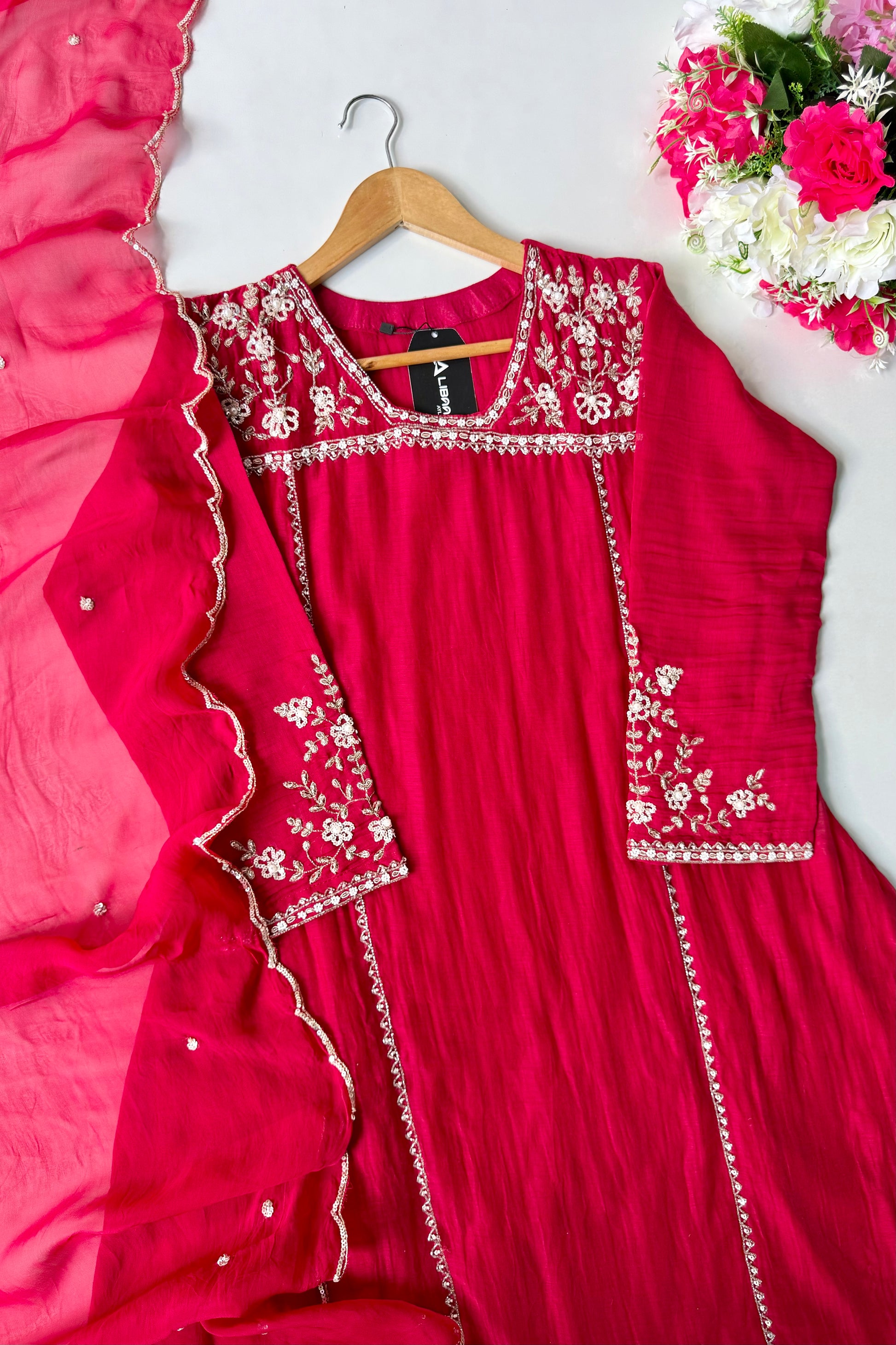 Roshni - Premium Red Mul Chanderi A Line Kurta Set ✨