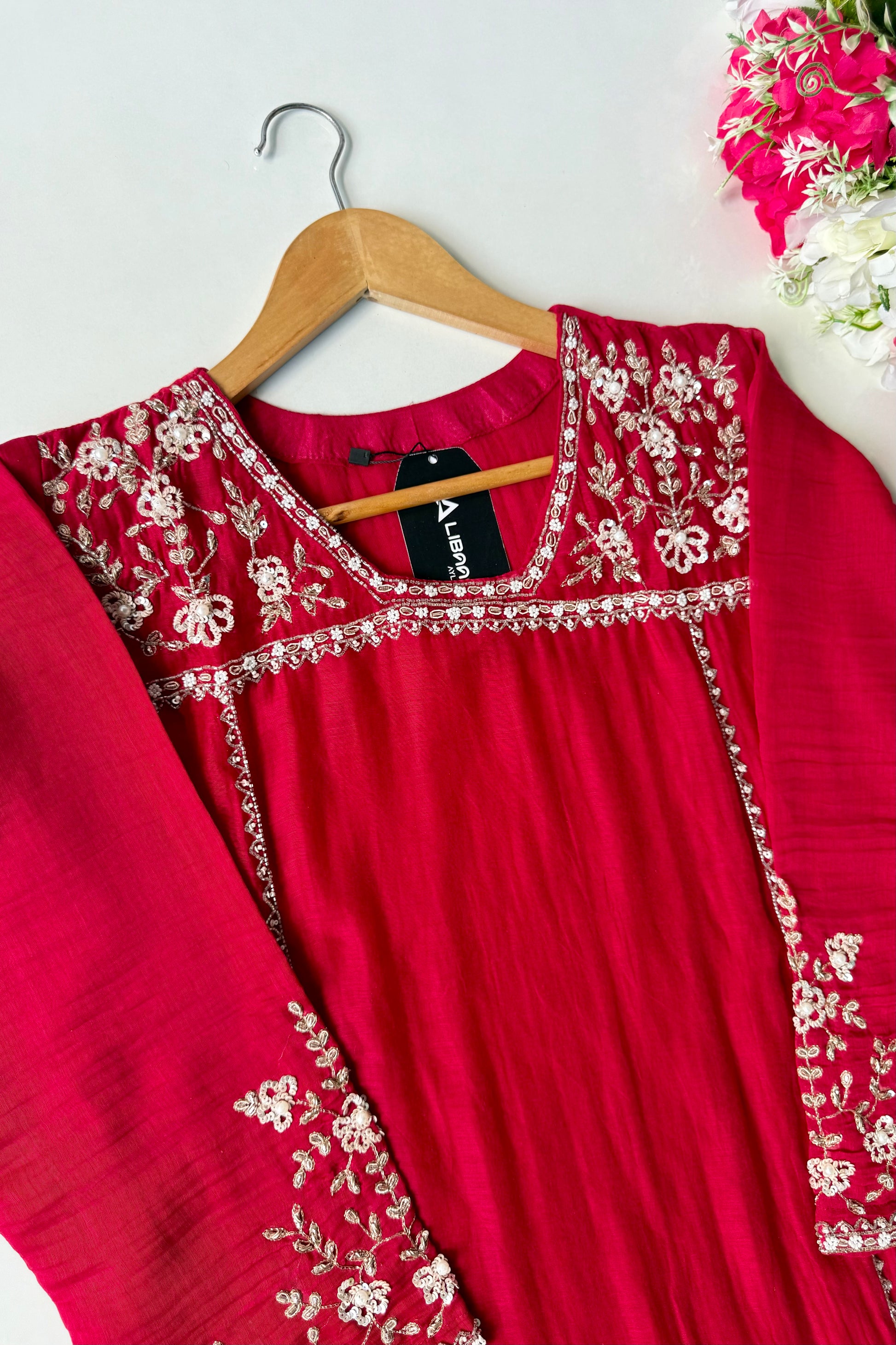 Roshni - Premium Red Mul Chanderi A Line Kurta Set ✨